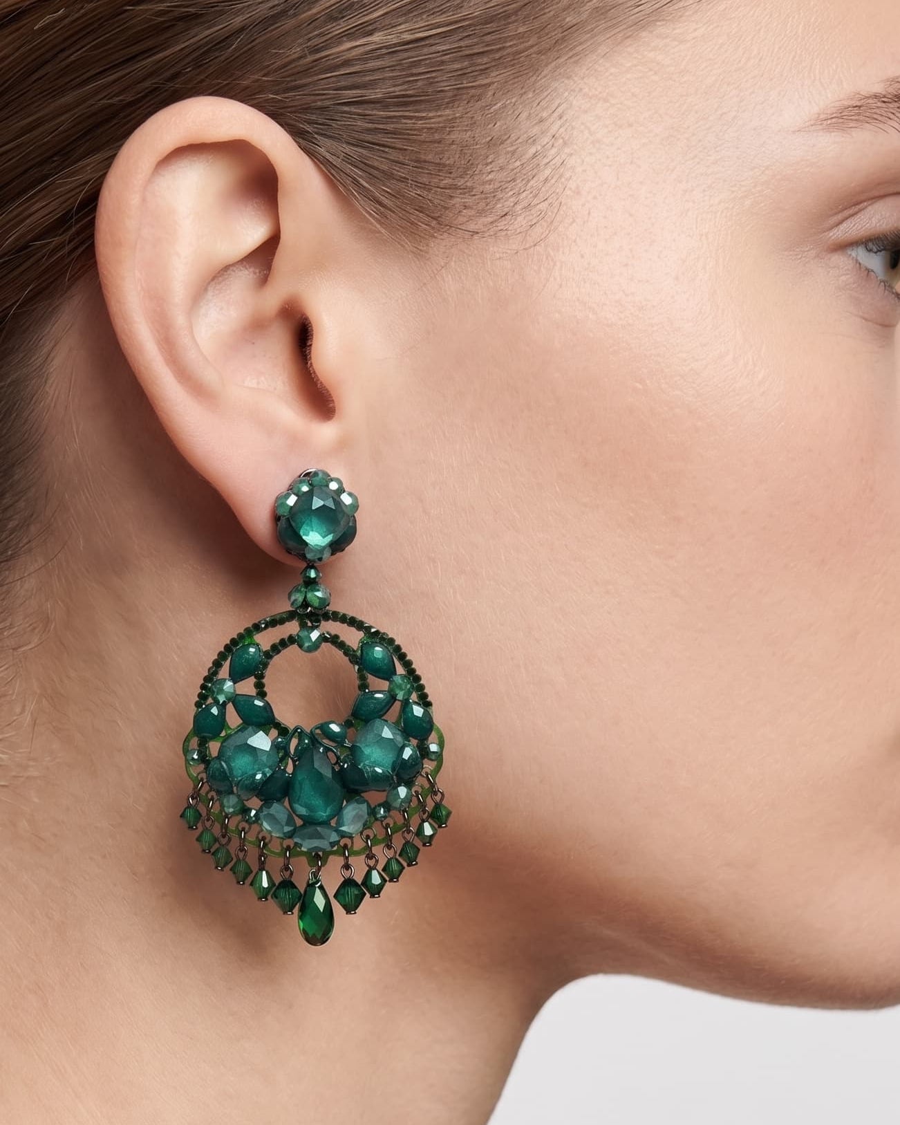 Boucles d'oreilles créoles Swarovski vert royal