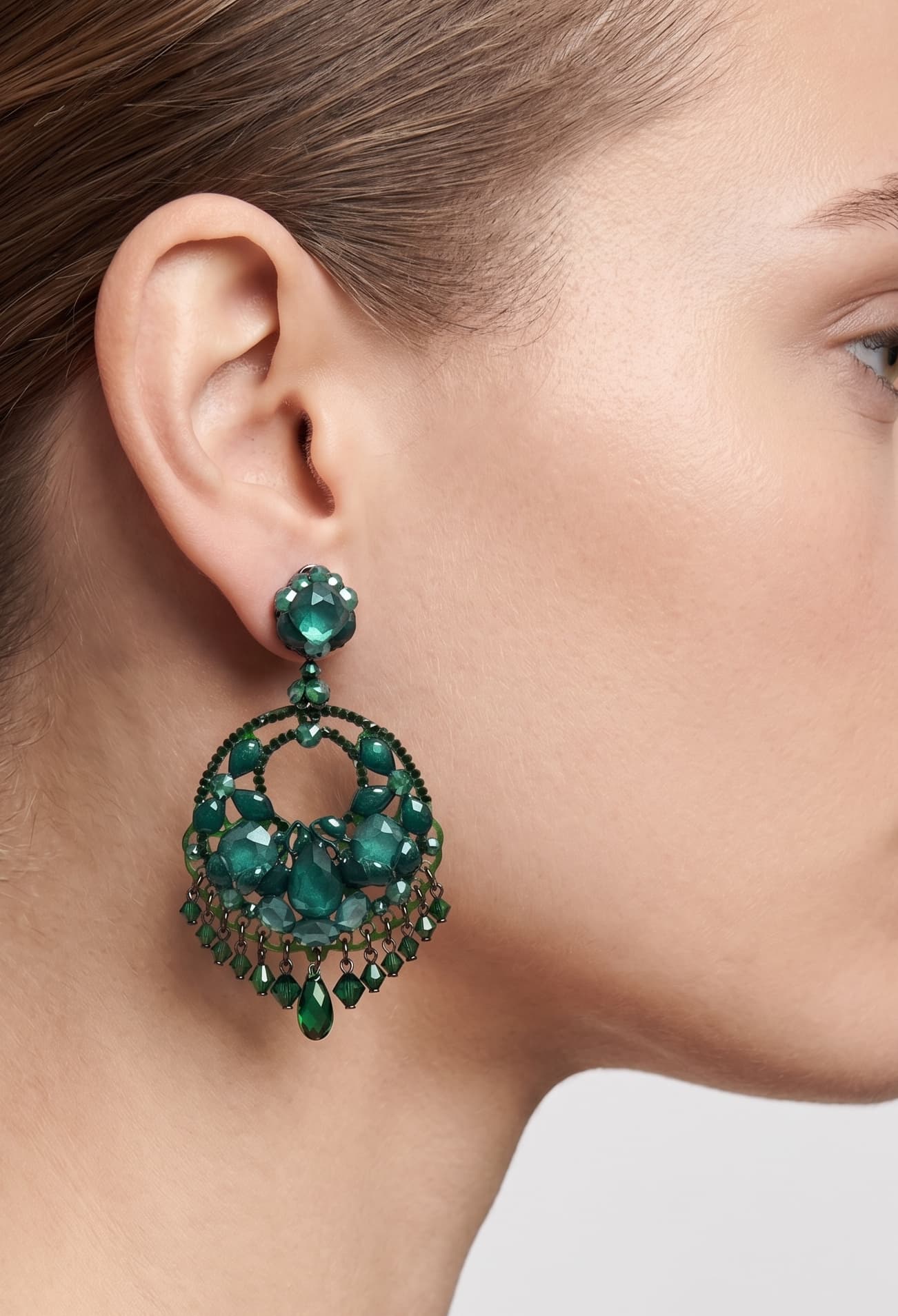 Boucles d'oreilles créoles Swarovski vert royal