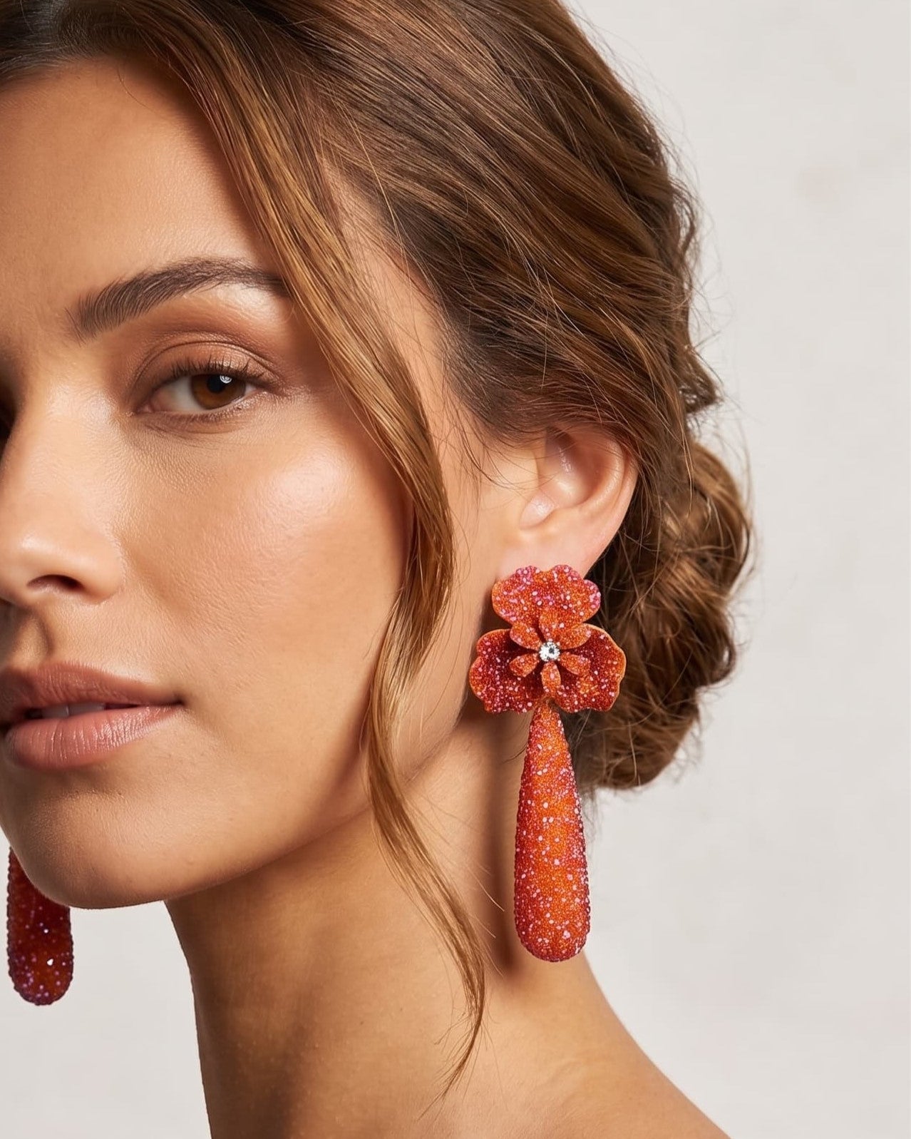 Boucles d'oreilles Swarovski Dublos orange en forme de larme