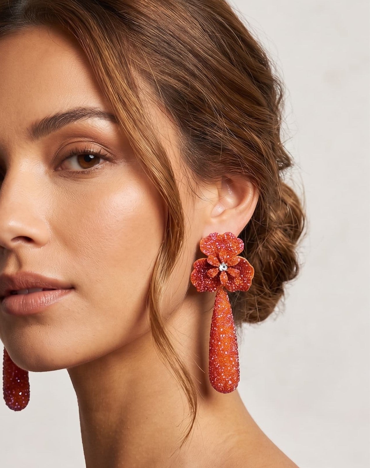 Boucles d'oreilles Swarovski Dublos orange en forme de larme