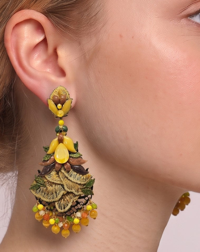 Boucles d'oreilles longues Épi doré