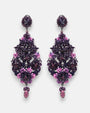 Pareja de pendientes de fiesta grandes Señorío de Sintra de Dublos, mostrando su diseño de lágrima barroca con flores rosa viejo, hojas verde menta y lágrimas colgantes.