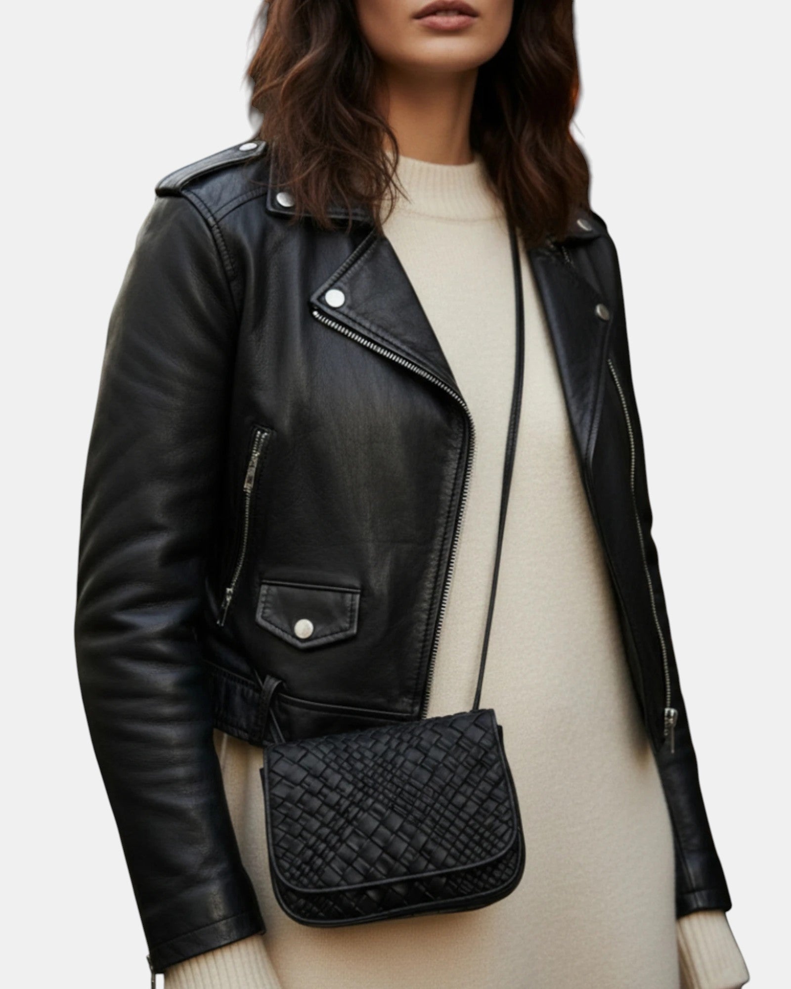 Mini bolsito bandolera esmeralda negro trenzado