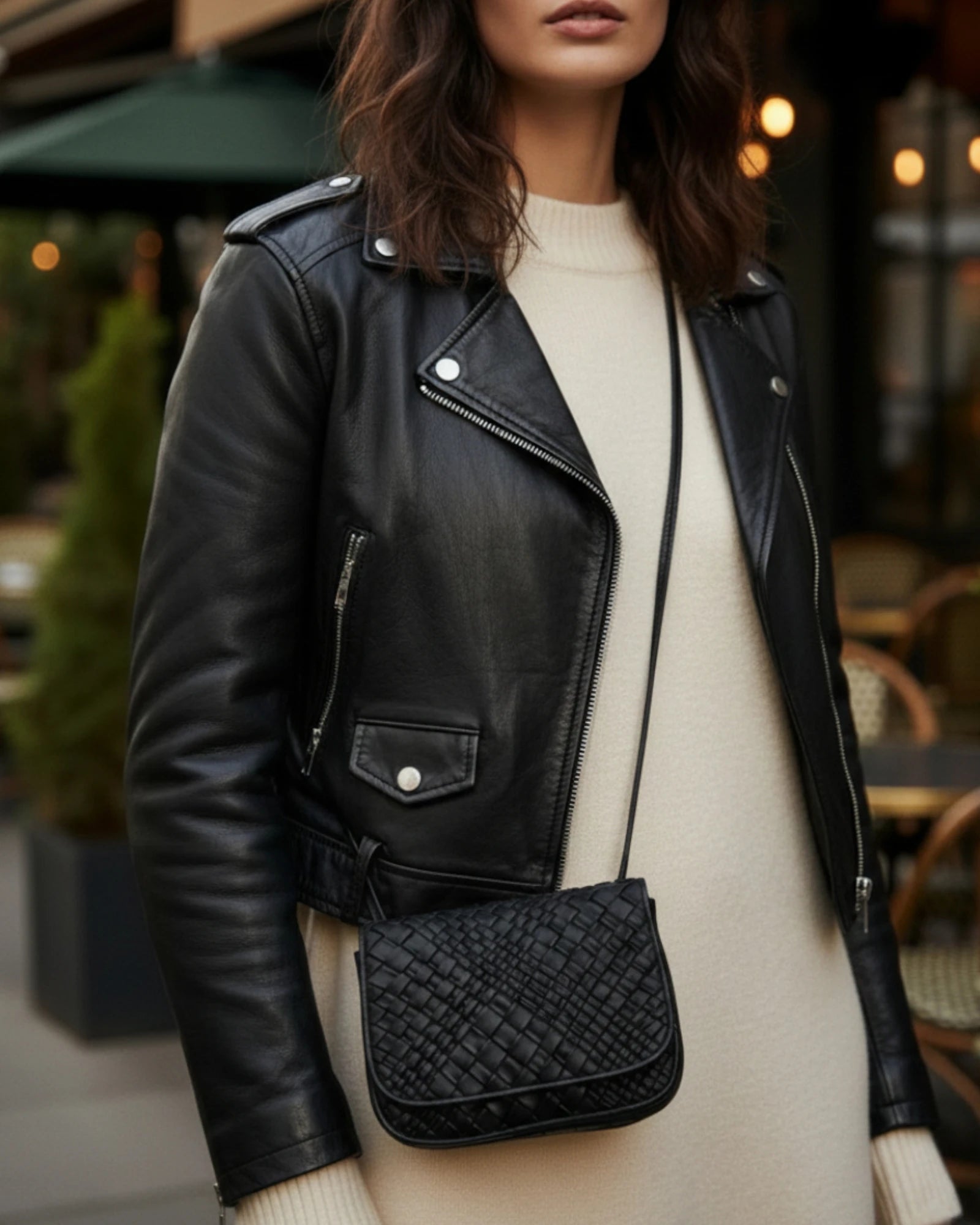 Mini bolsito bandolera esmeralda negro trenzado