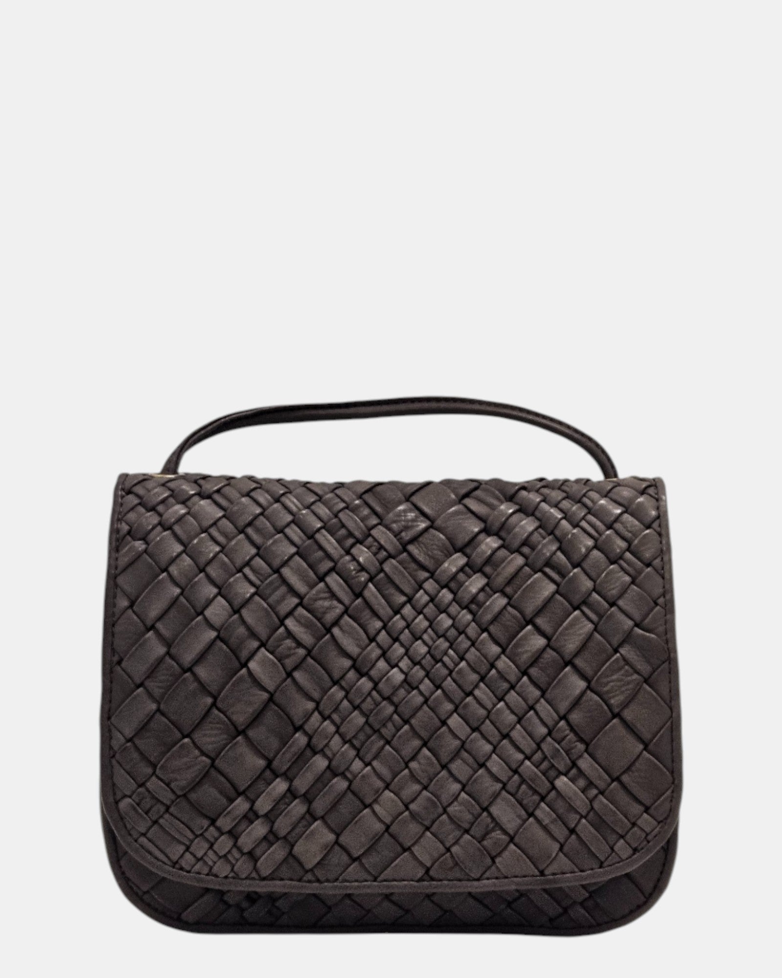 Bolsito cruzado piel trenzada marrón Esmeralda