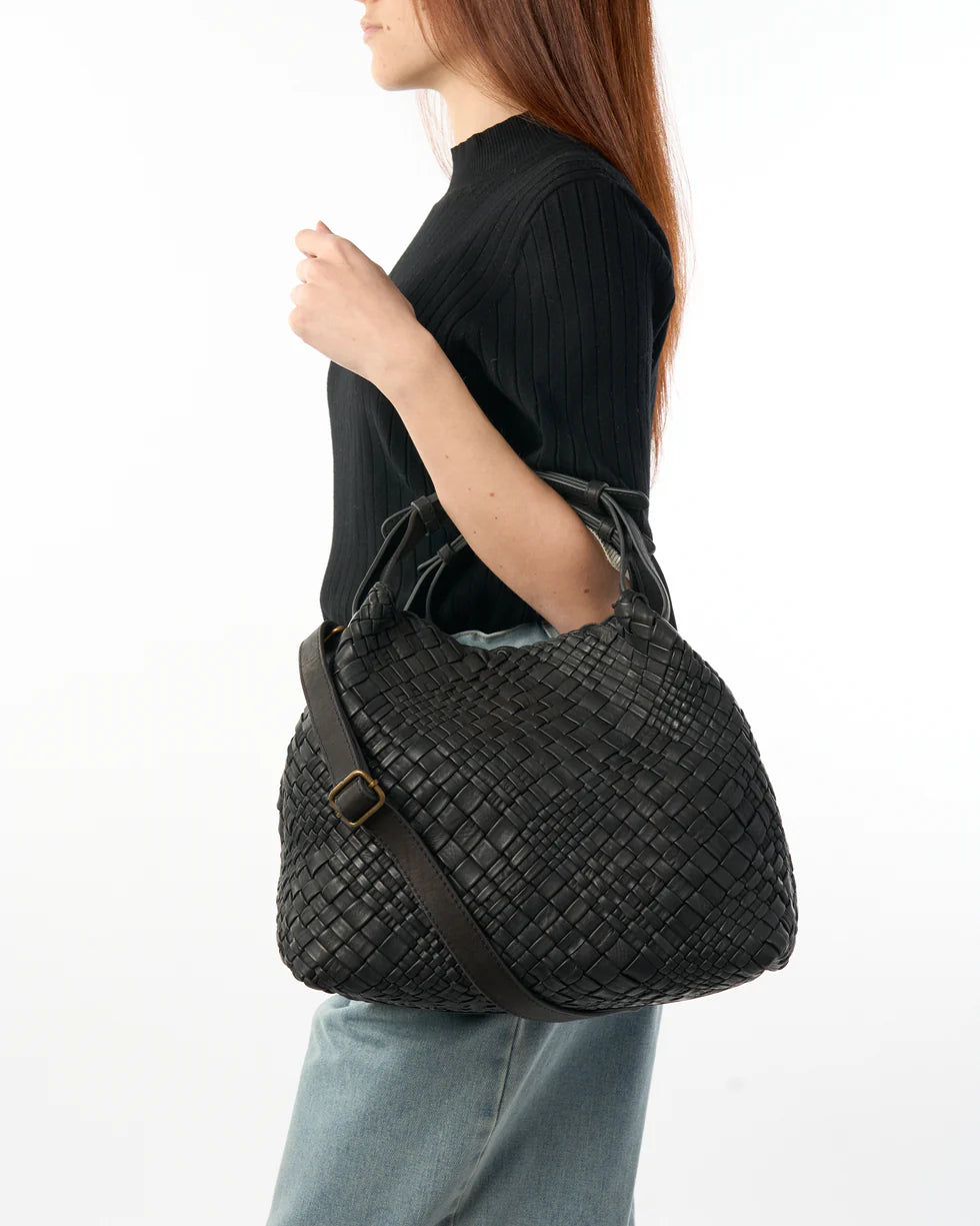 Bolso trenzado piel esmeralda