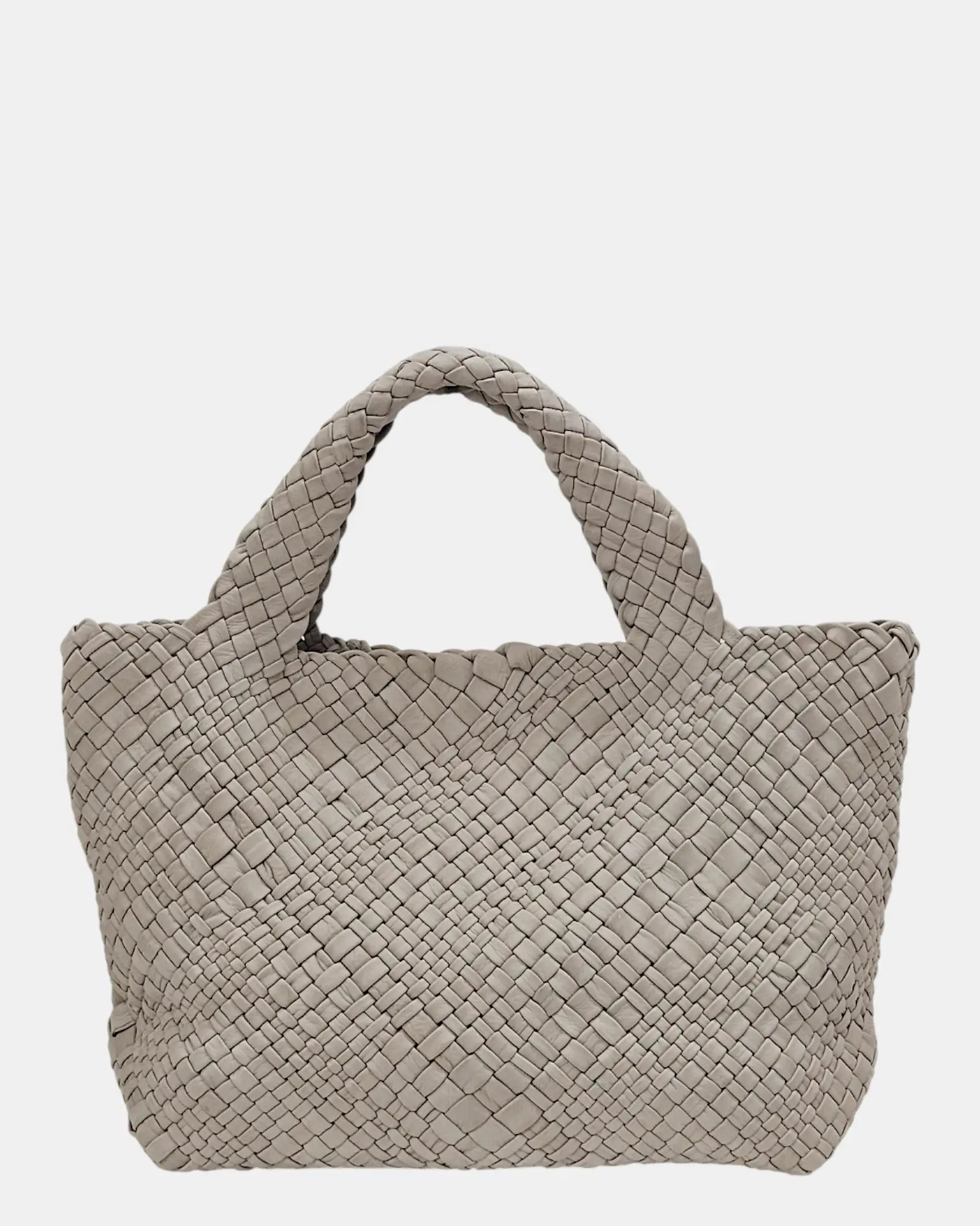 Bolso Tote Artesanal en Piel Trenzada hielo