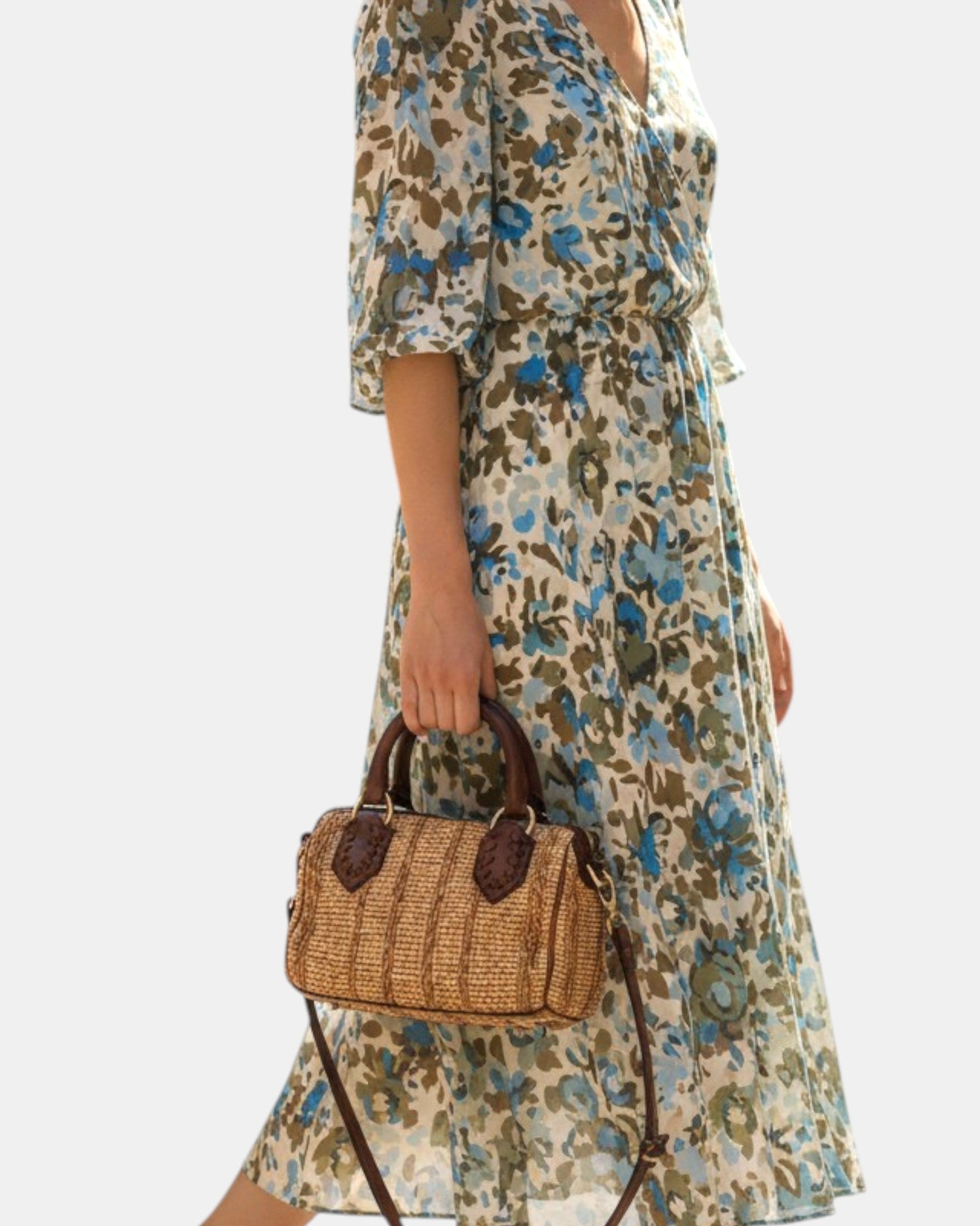 Bolso de Rafia y Piel camel