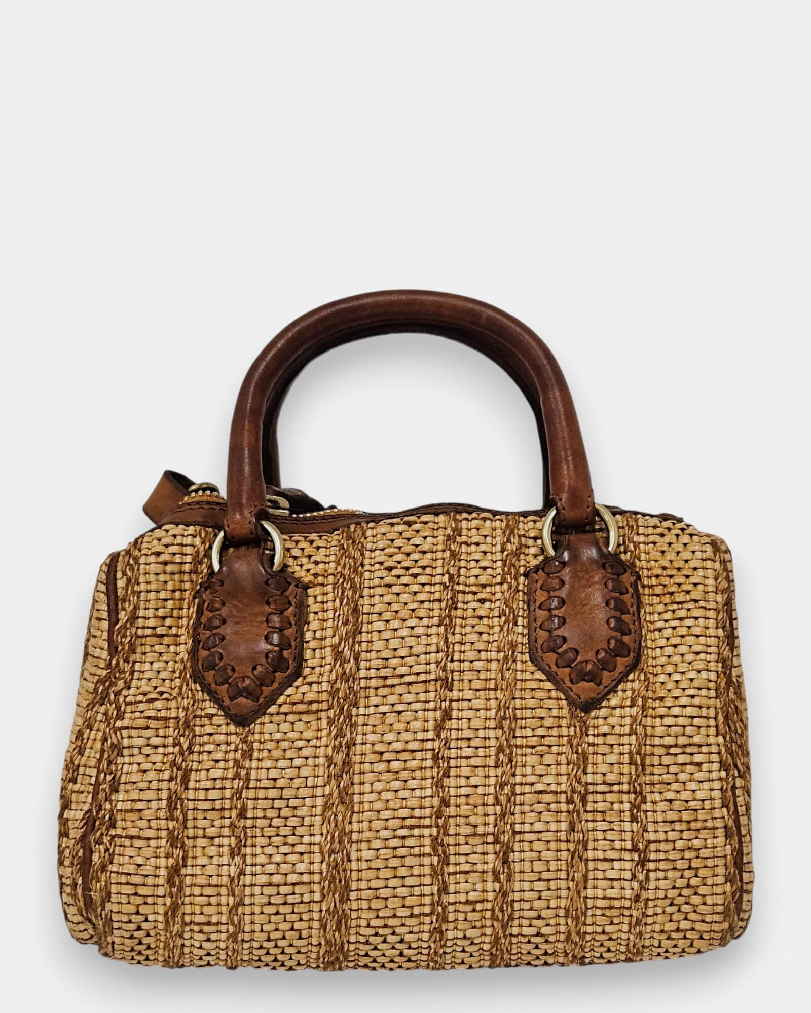 Bolso de Rafia y Piel camel