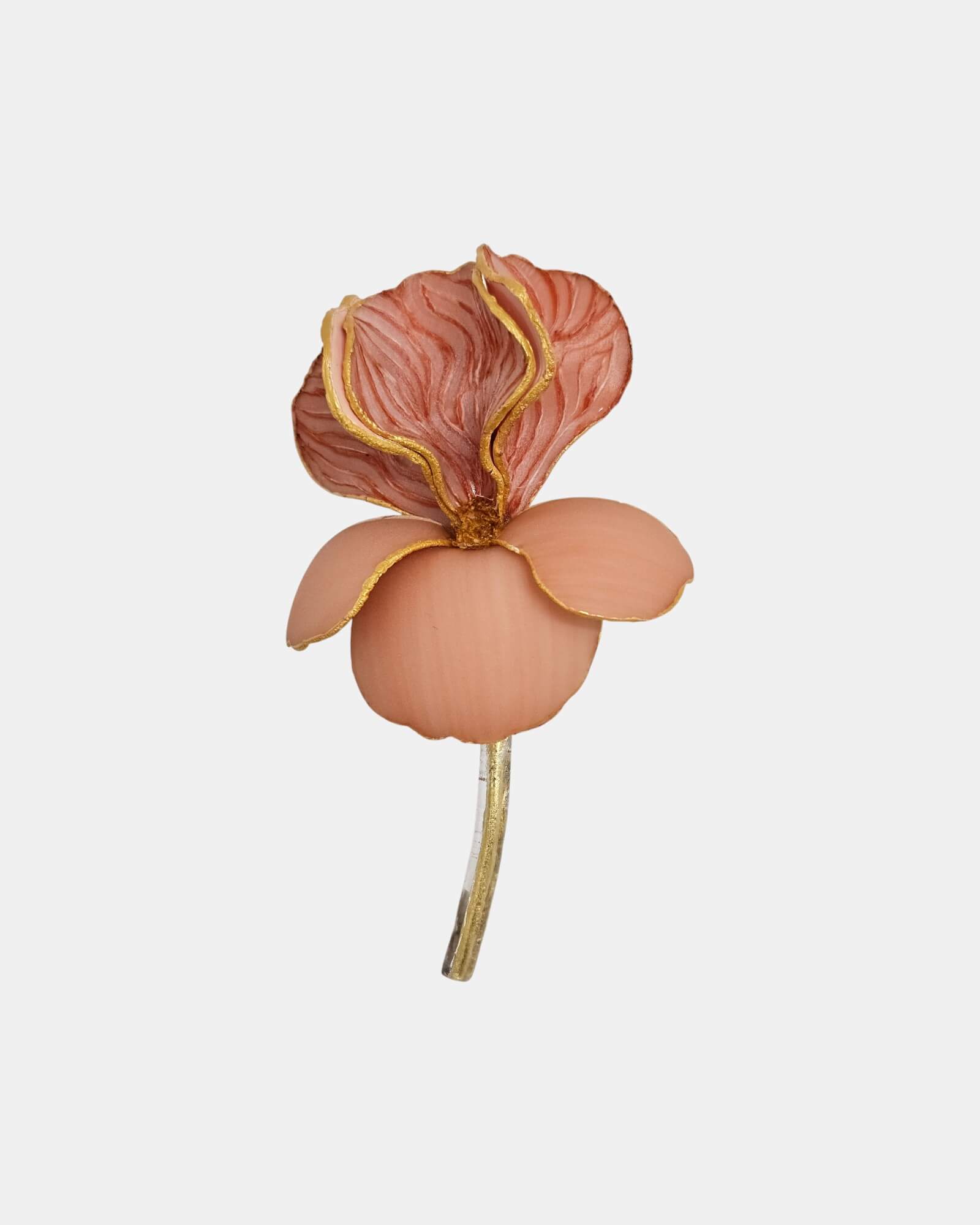 Broche de Lirio Escultórico coral pastel