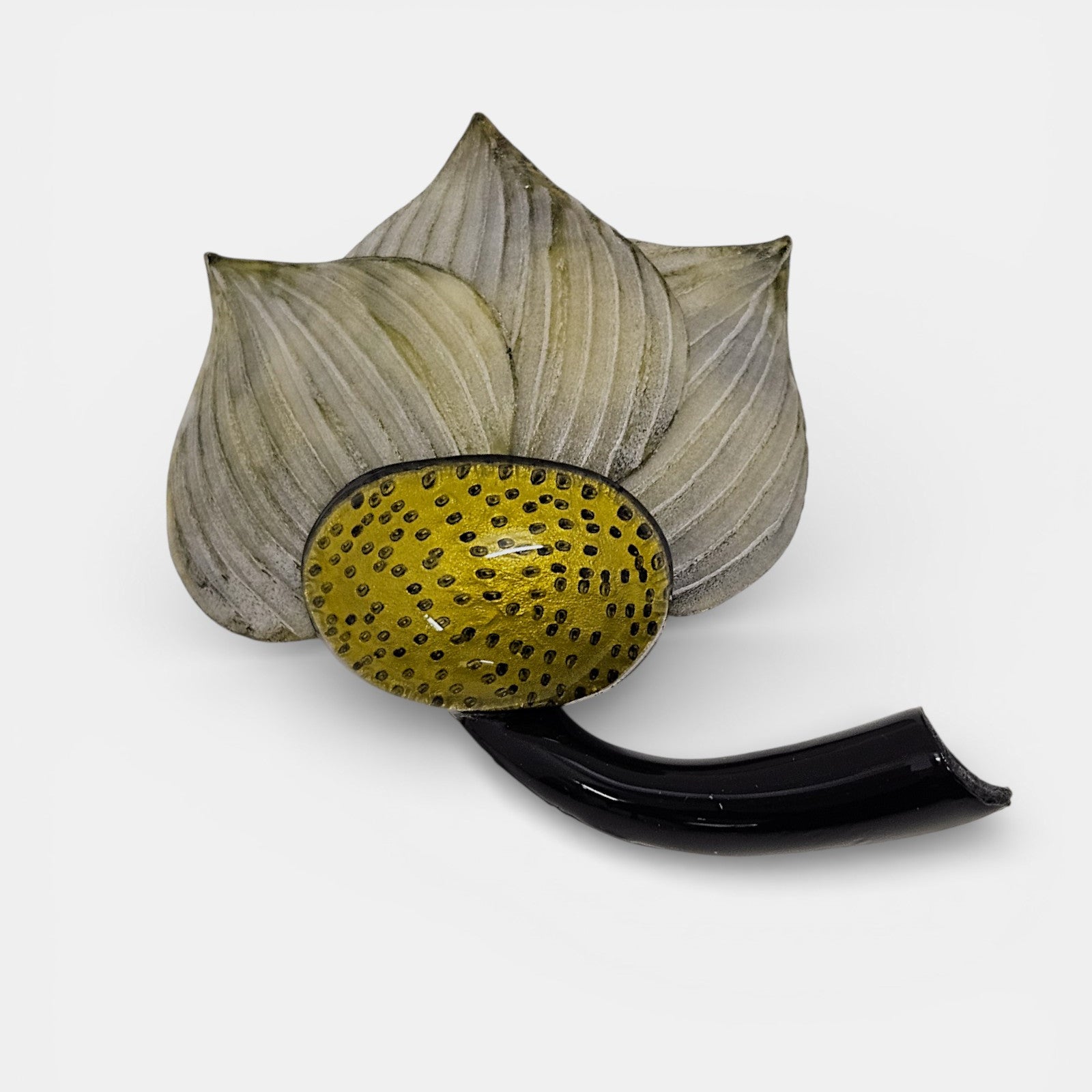 Broche Escultural "Flor de Loto" verde