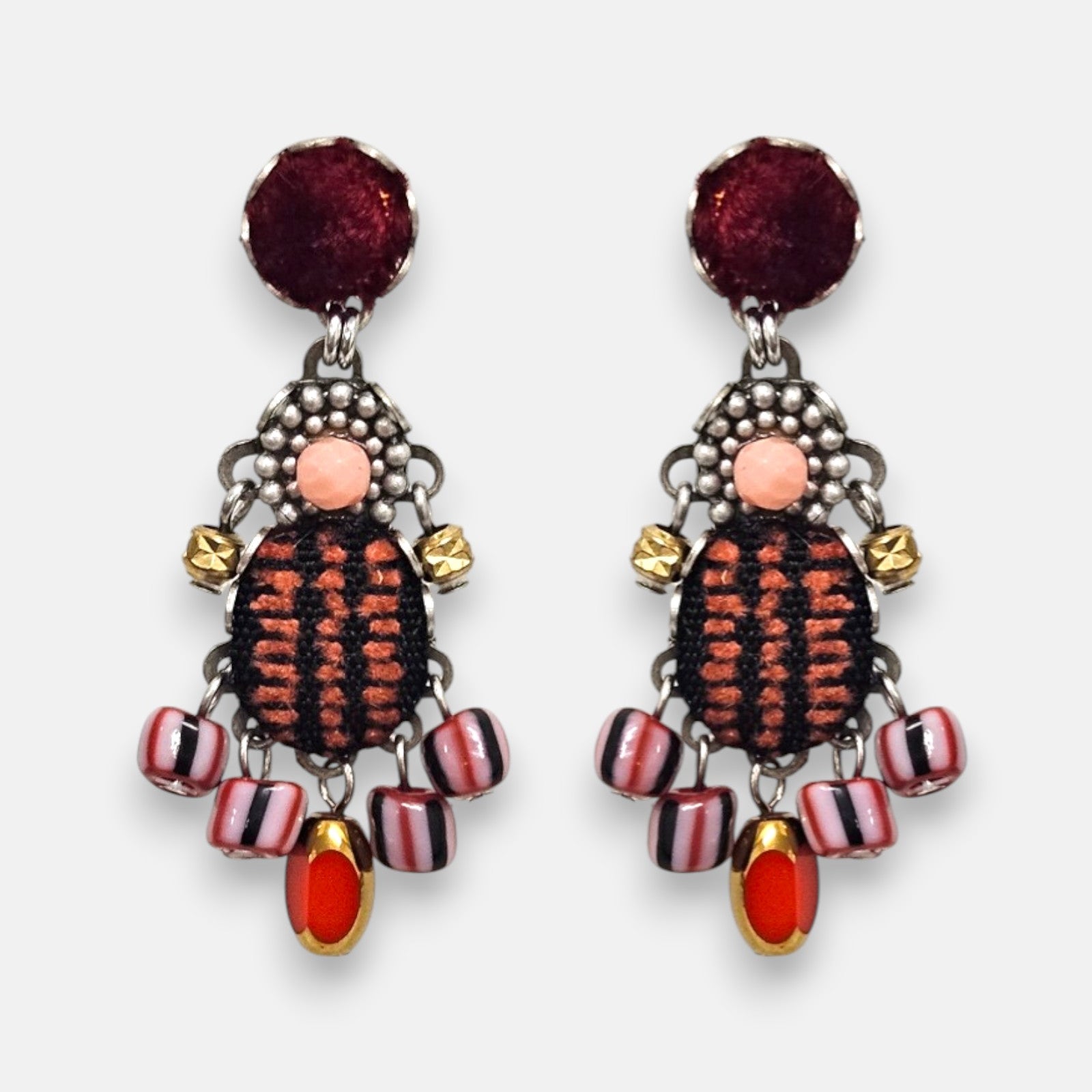 Boucles d'oreilles scarabée en terre cuite