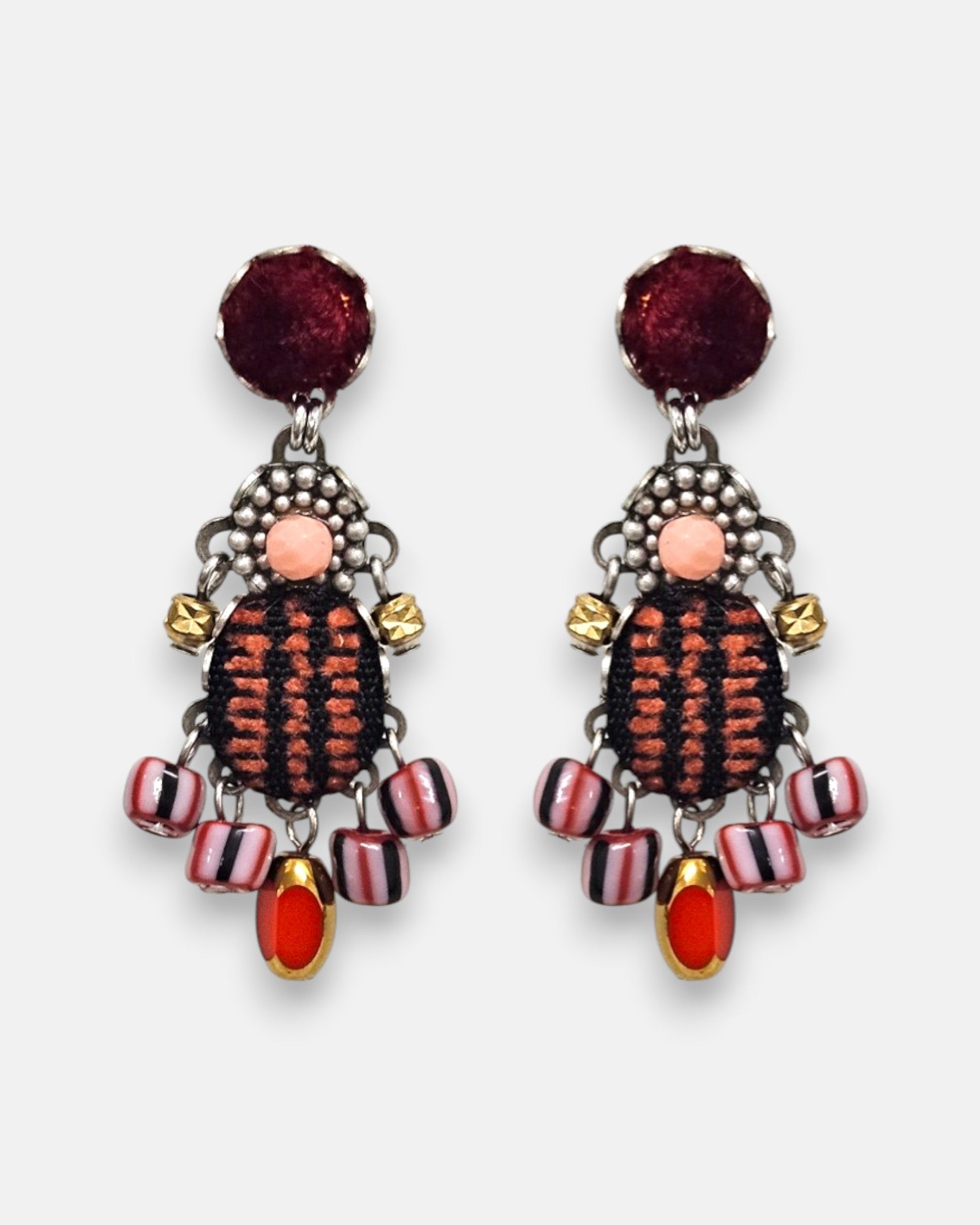 Boucles d'oreilles scarabée en terre cuite