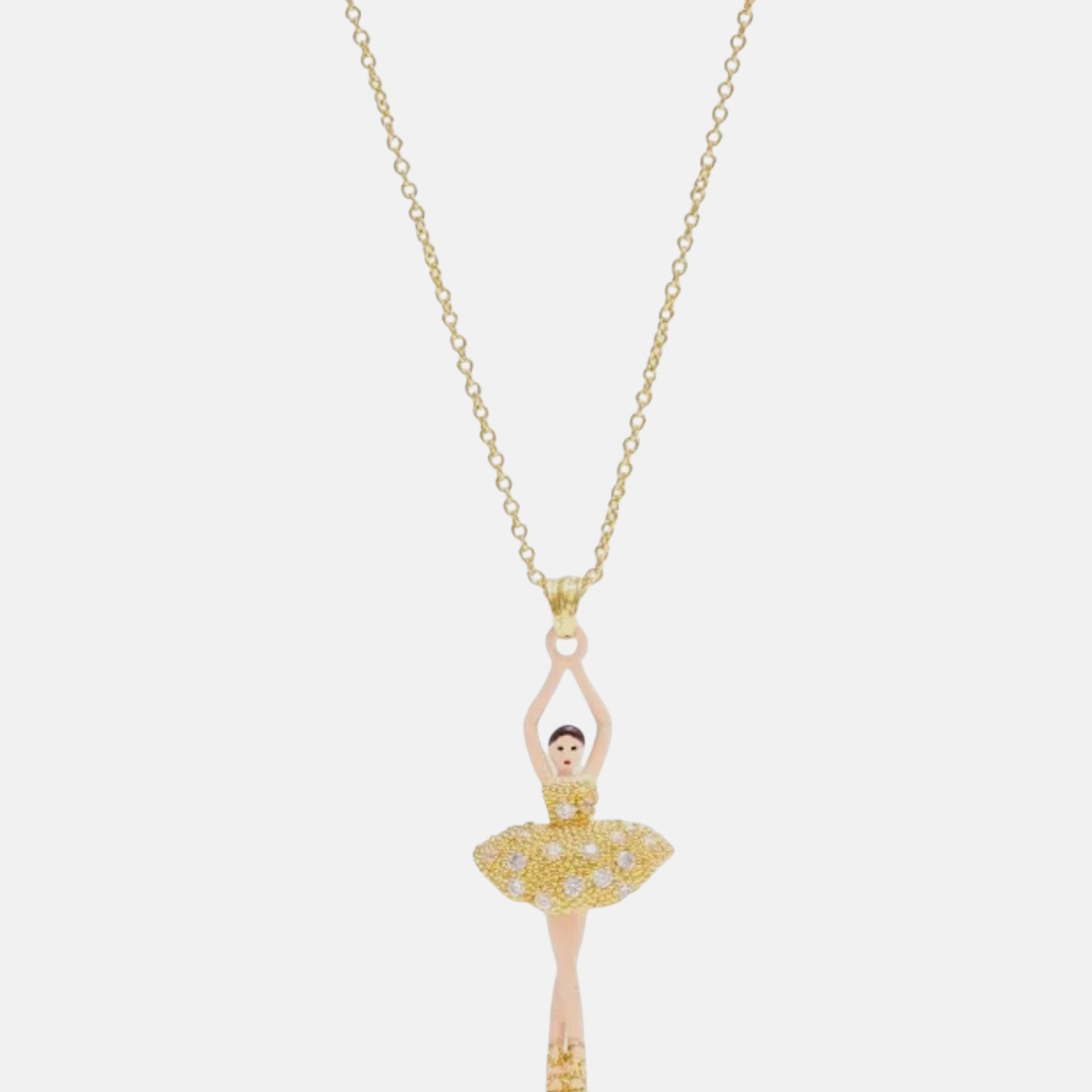Collar largo de 55 cm Les Néréides en latón bañado en oro fino con detalles esmaltados a mano y cristales facetados.