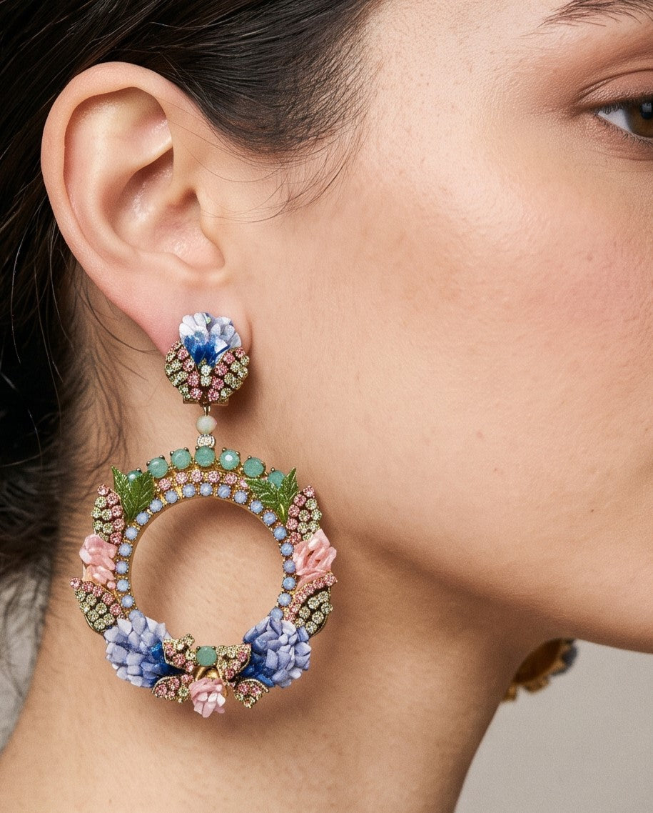 Capion Hoop Earrings with rhinestones and mother-of-pearl 