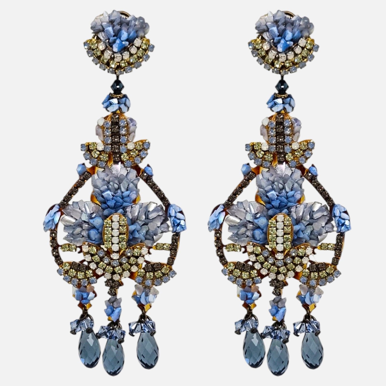 Pendientes Candelabro Flor Azul