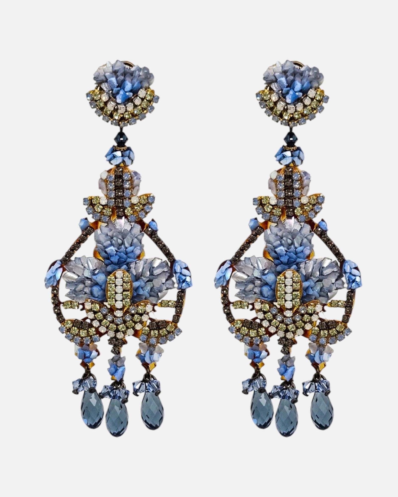 Pendientes Candelabro Flor Azul
