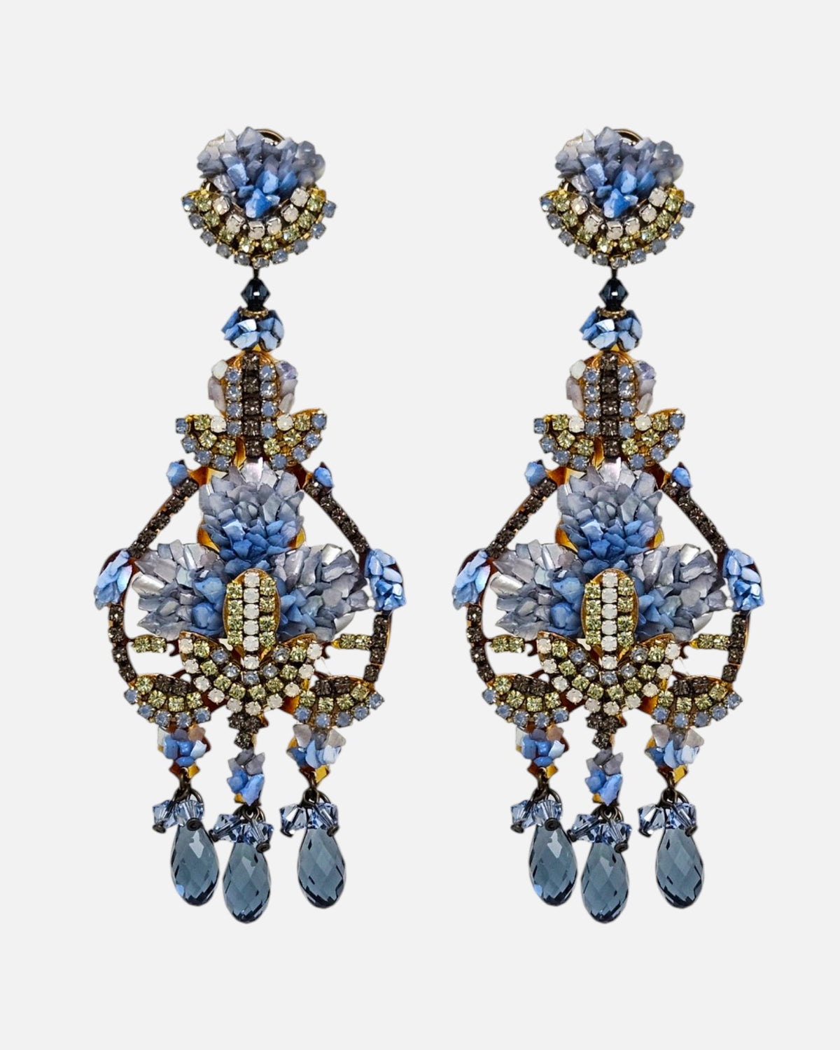 Pendientes Candelabro Flor Azul