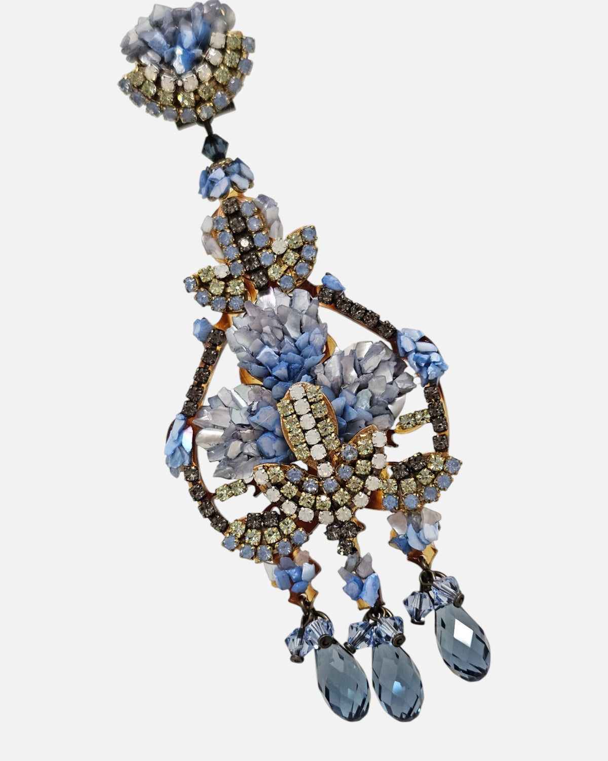 Pendientes Candelabro Flor Azul