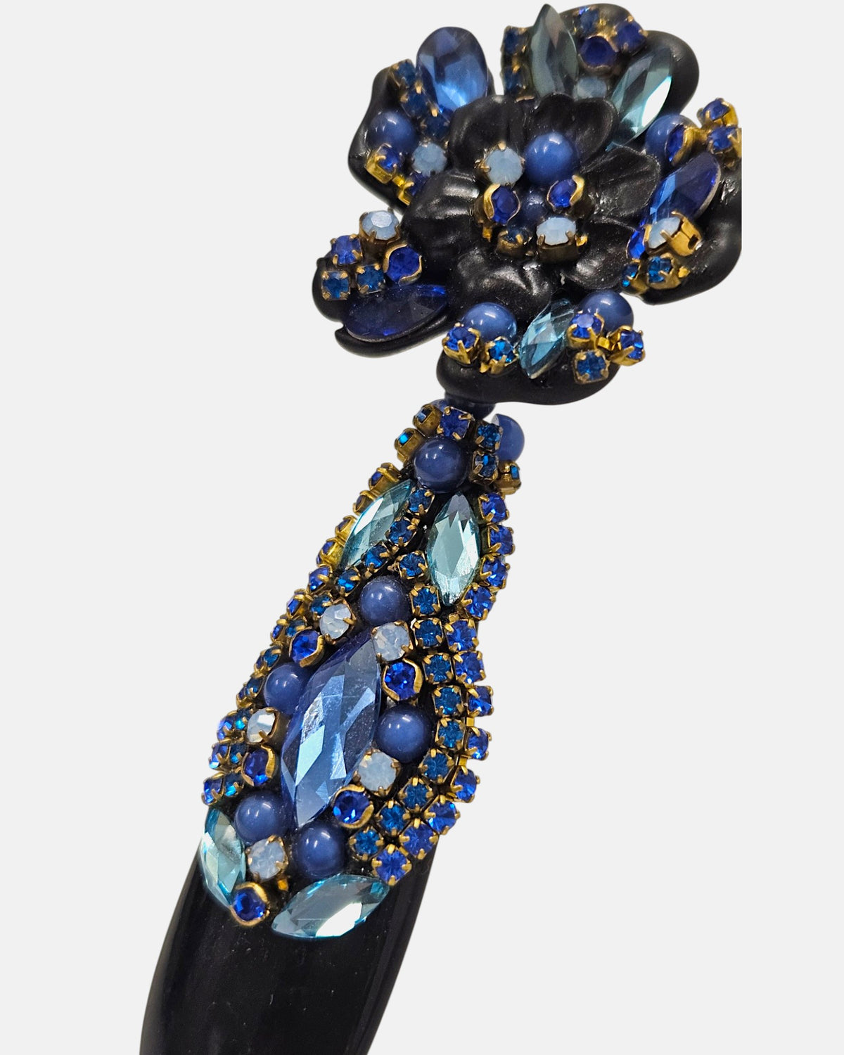 Swarovski blue and black teardrop earrings