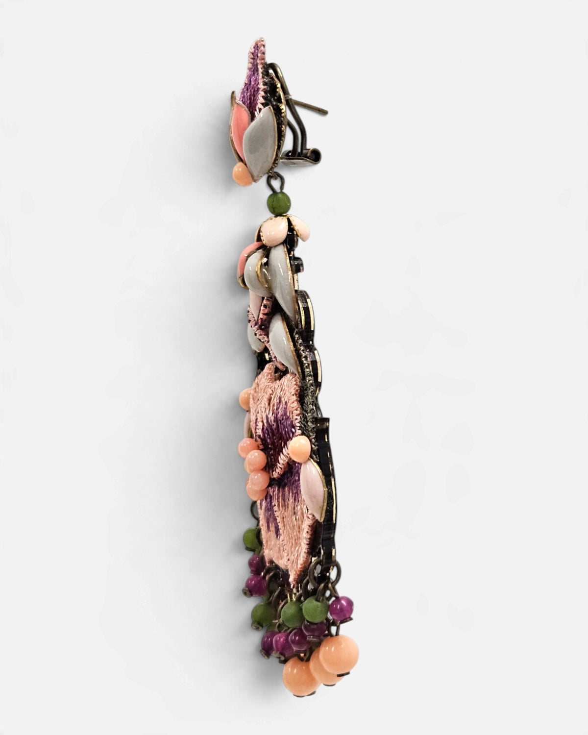 Pendientes Flor Bordada Rosa y Salmón