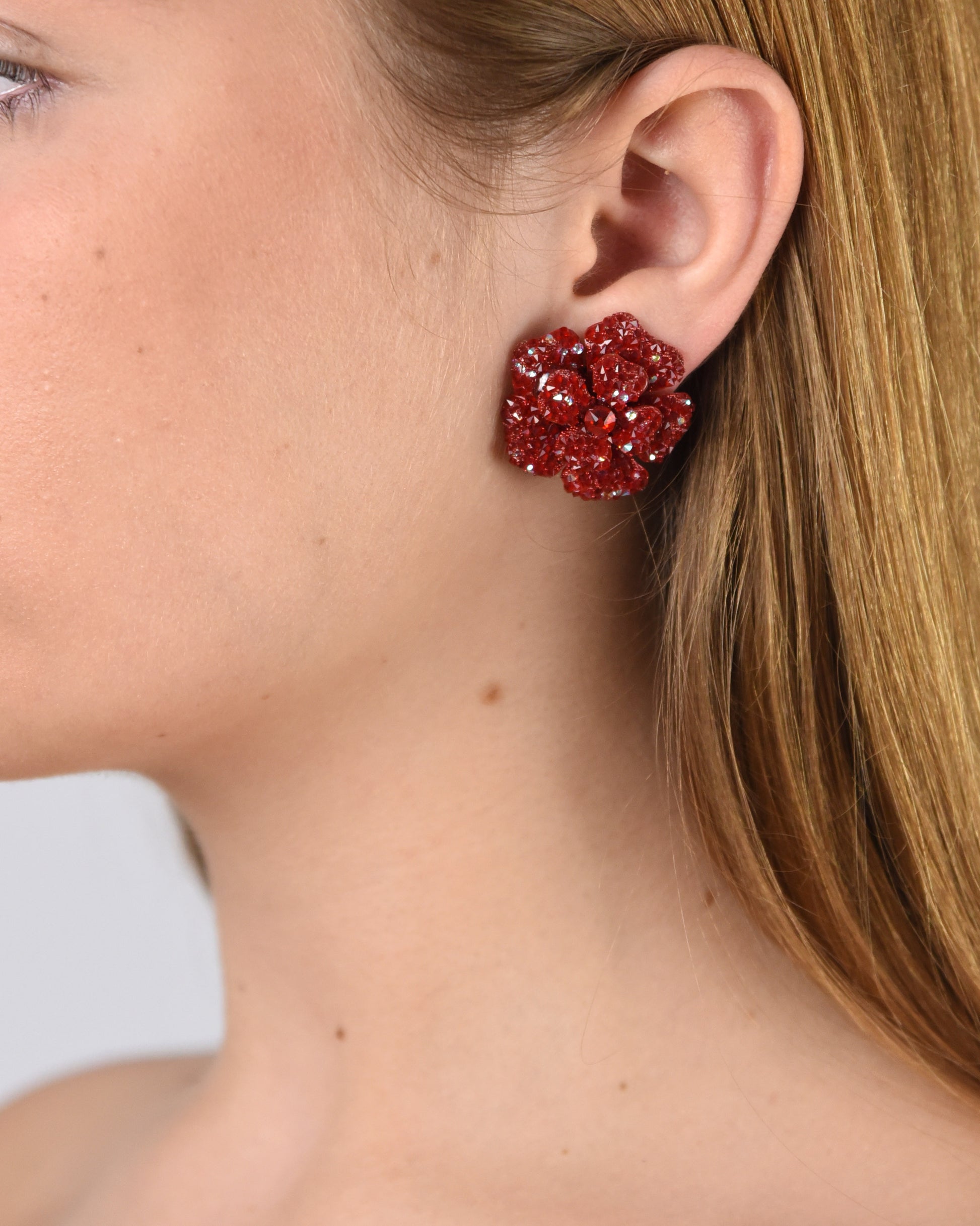 Pendientes flor roja de Swarovski