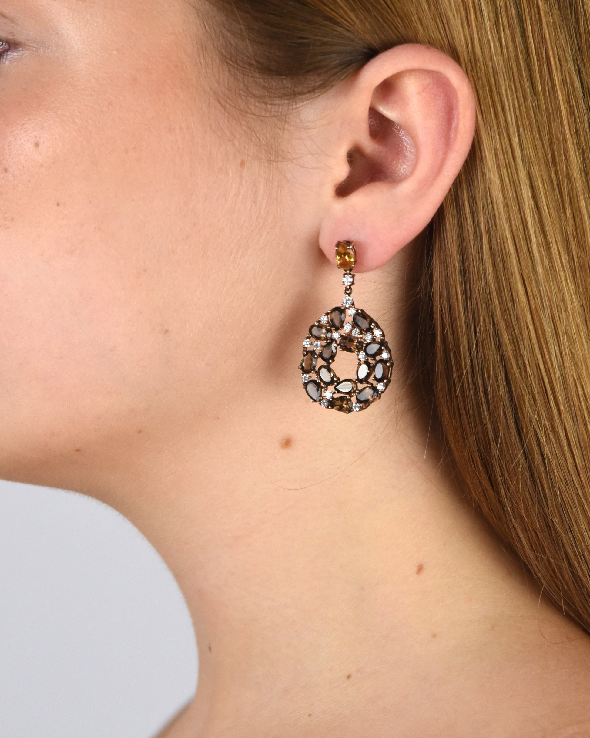 Pendientes cuarzo fumé