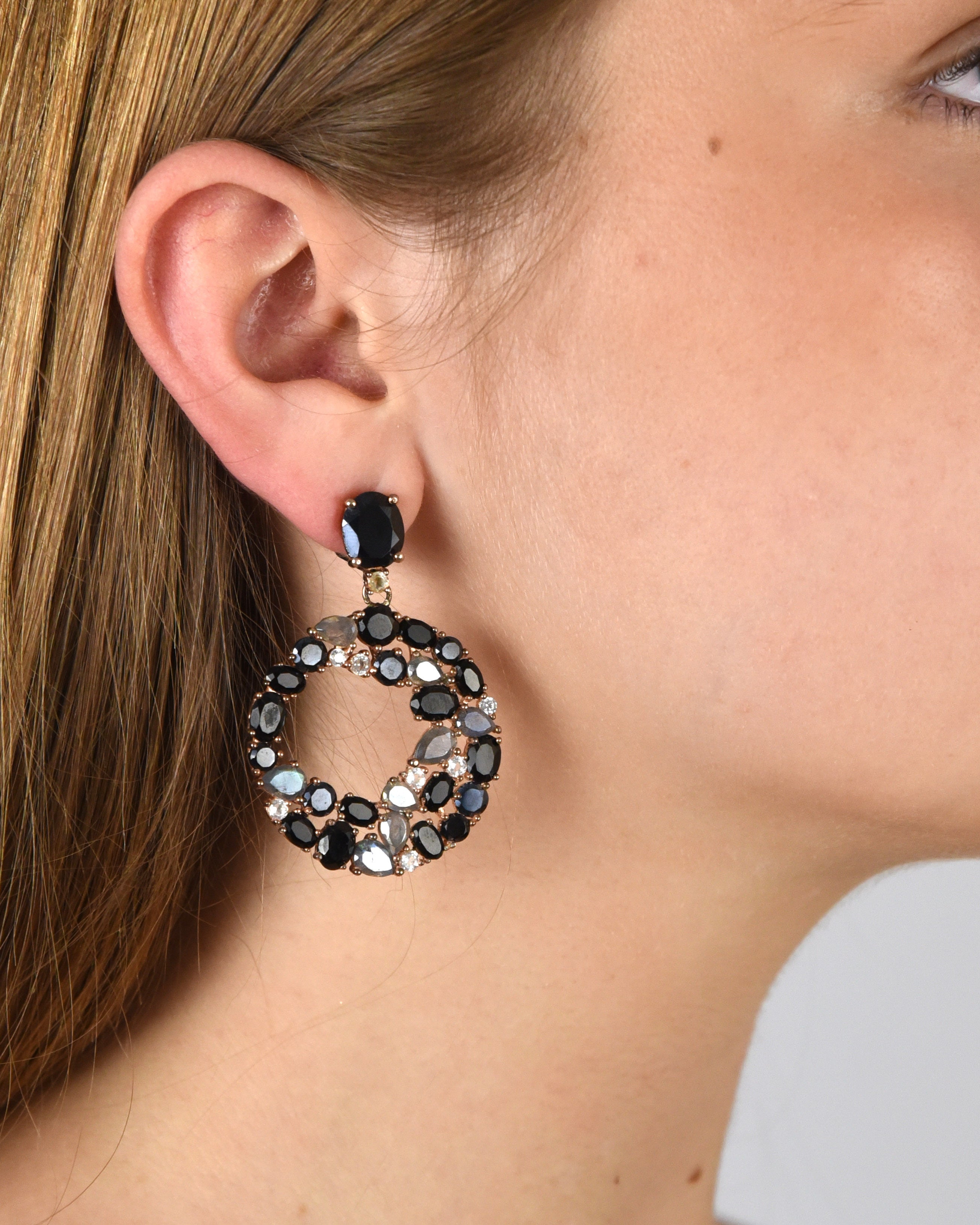 Pendientes plata, espinelas y labradorita