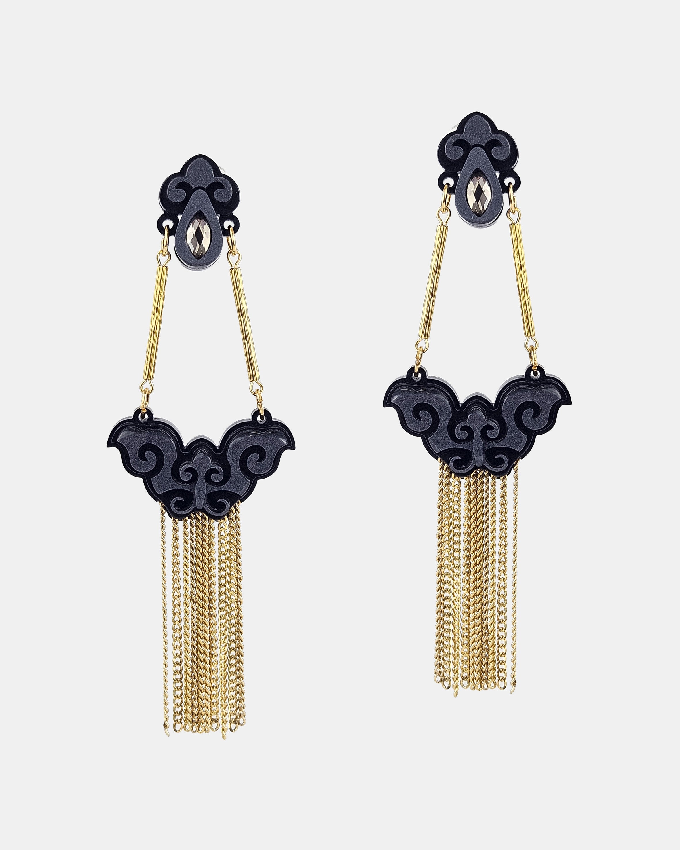 Pendiente Baroque gris y negro