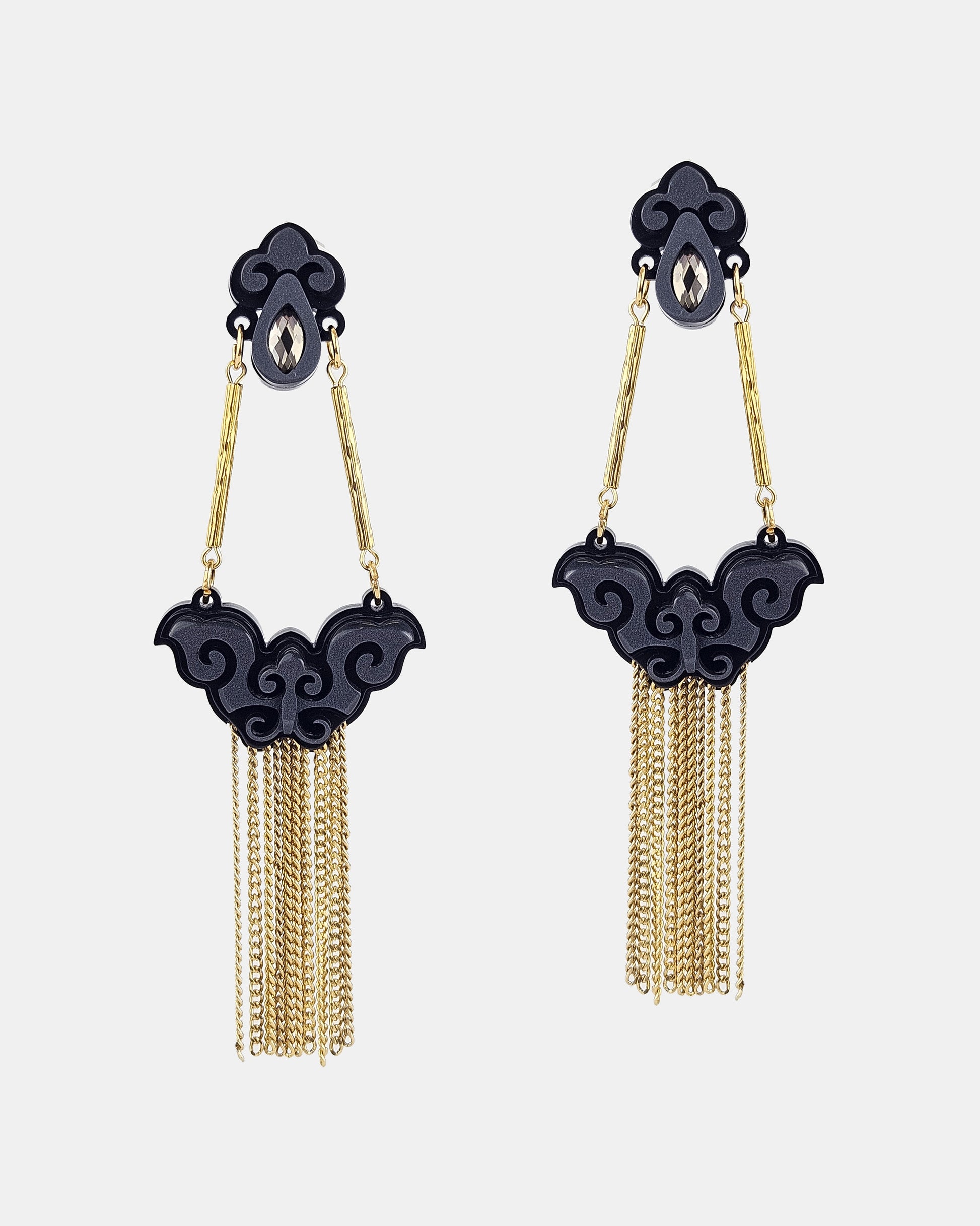 Pendiente Baroque gris y negro