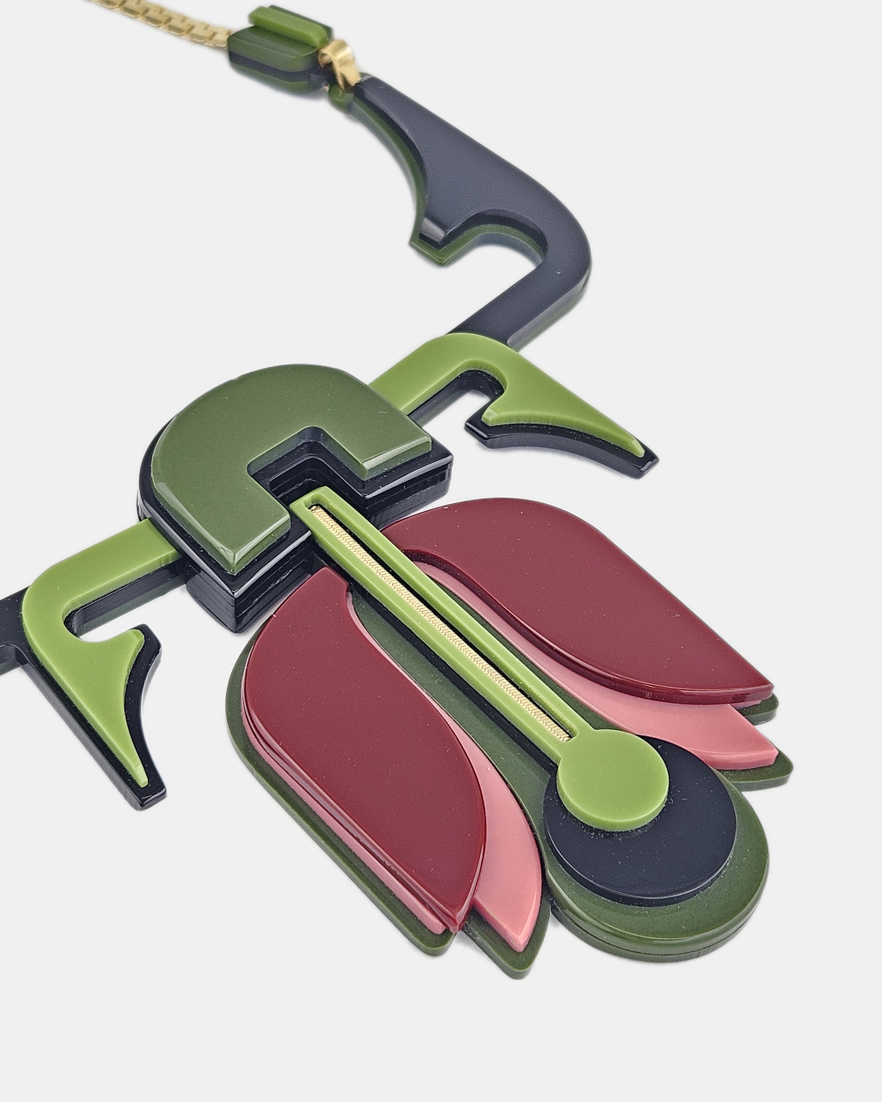 Collar Tulipa Verde-Rosé de Gissa Bicalho