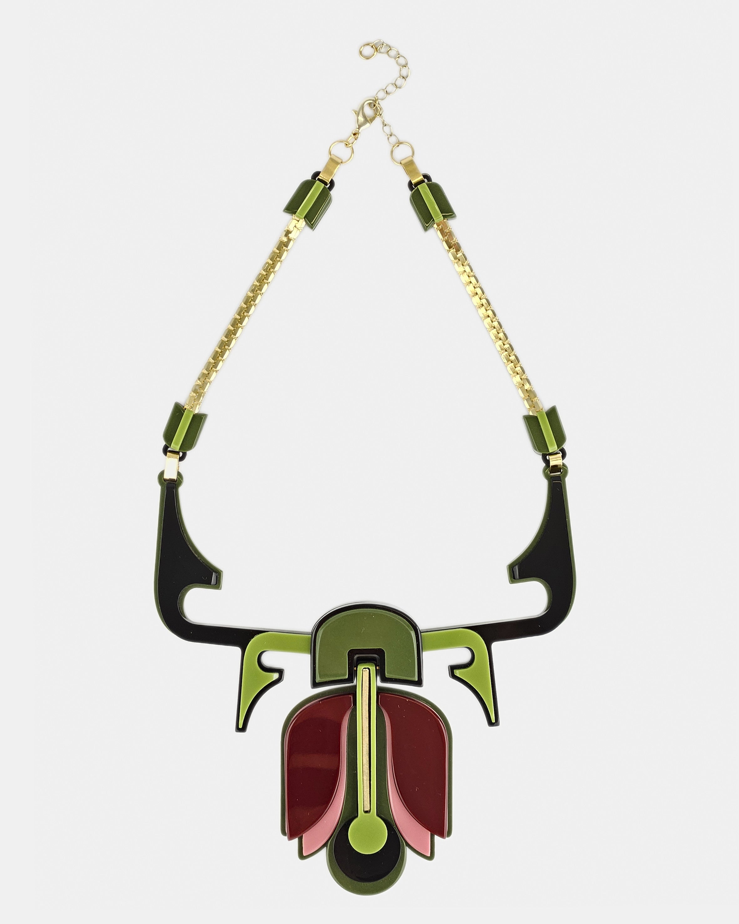 Collar Tulipa Verde-Rosé de Gissa Bicalho