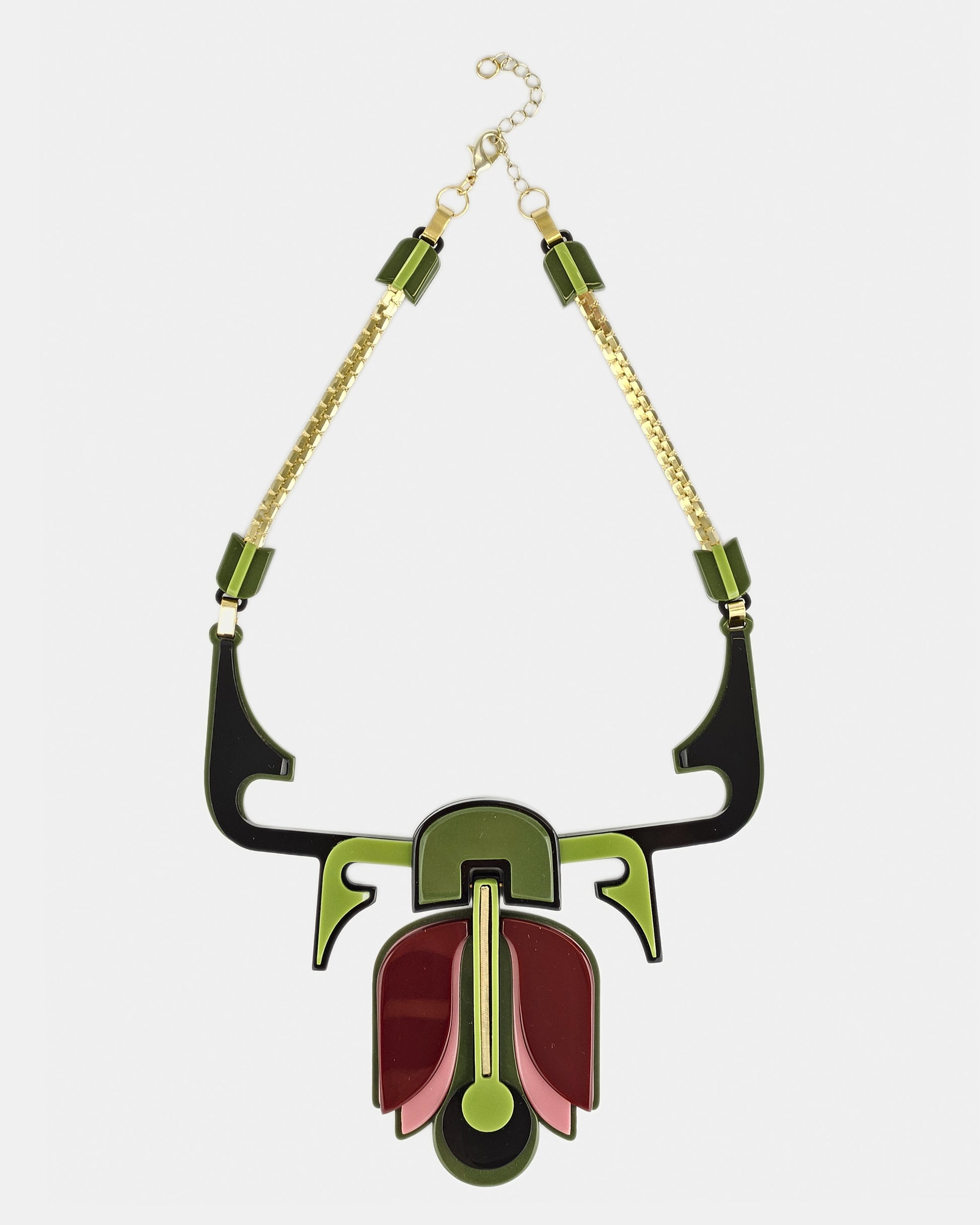 Collar Tulipa Verde-Rosé de Gissa Bicalho