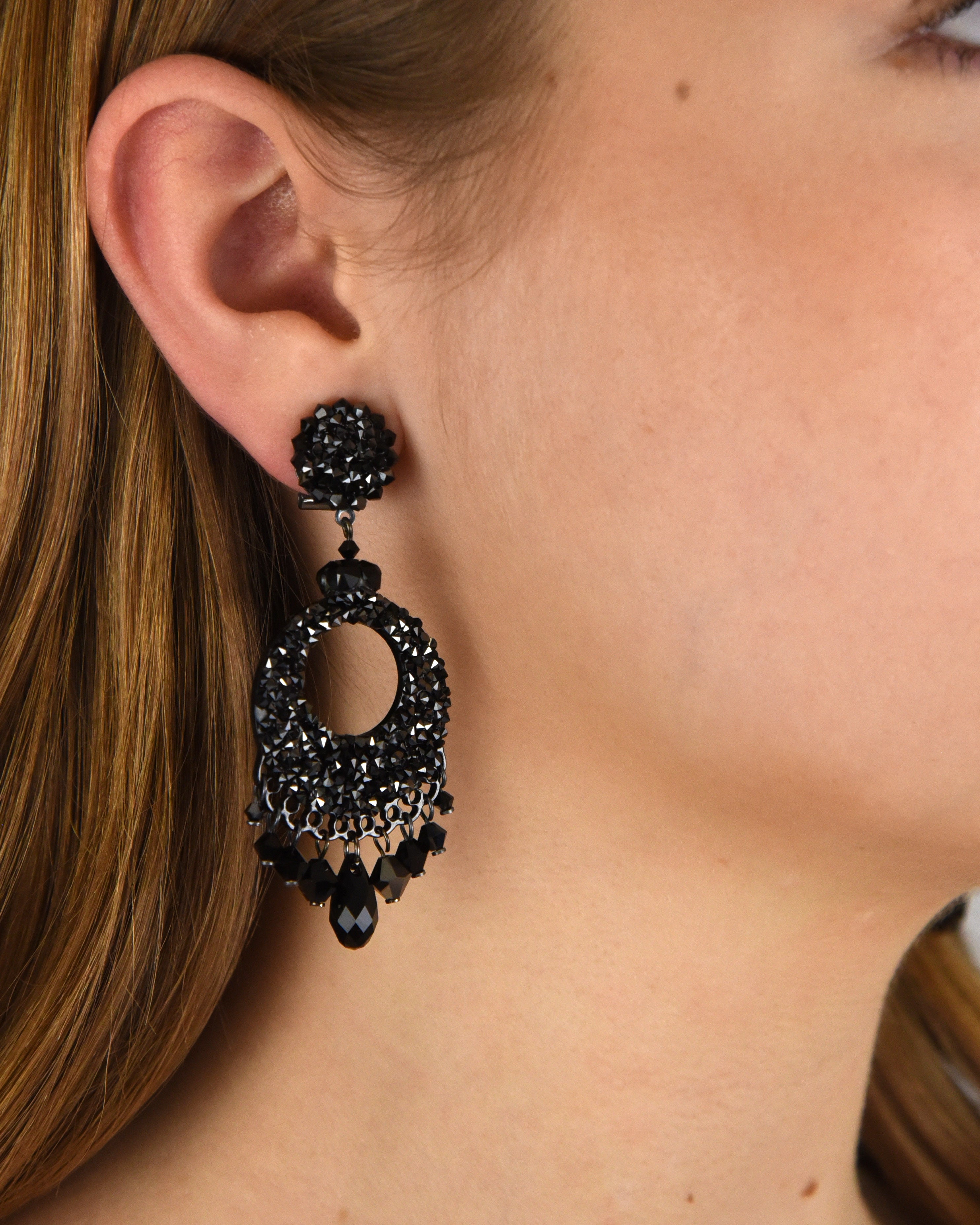 Black Swarovski Anel earring