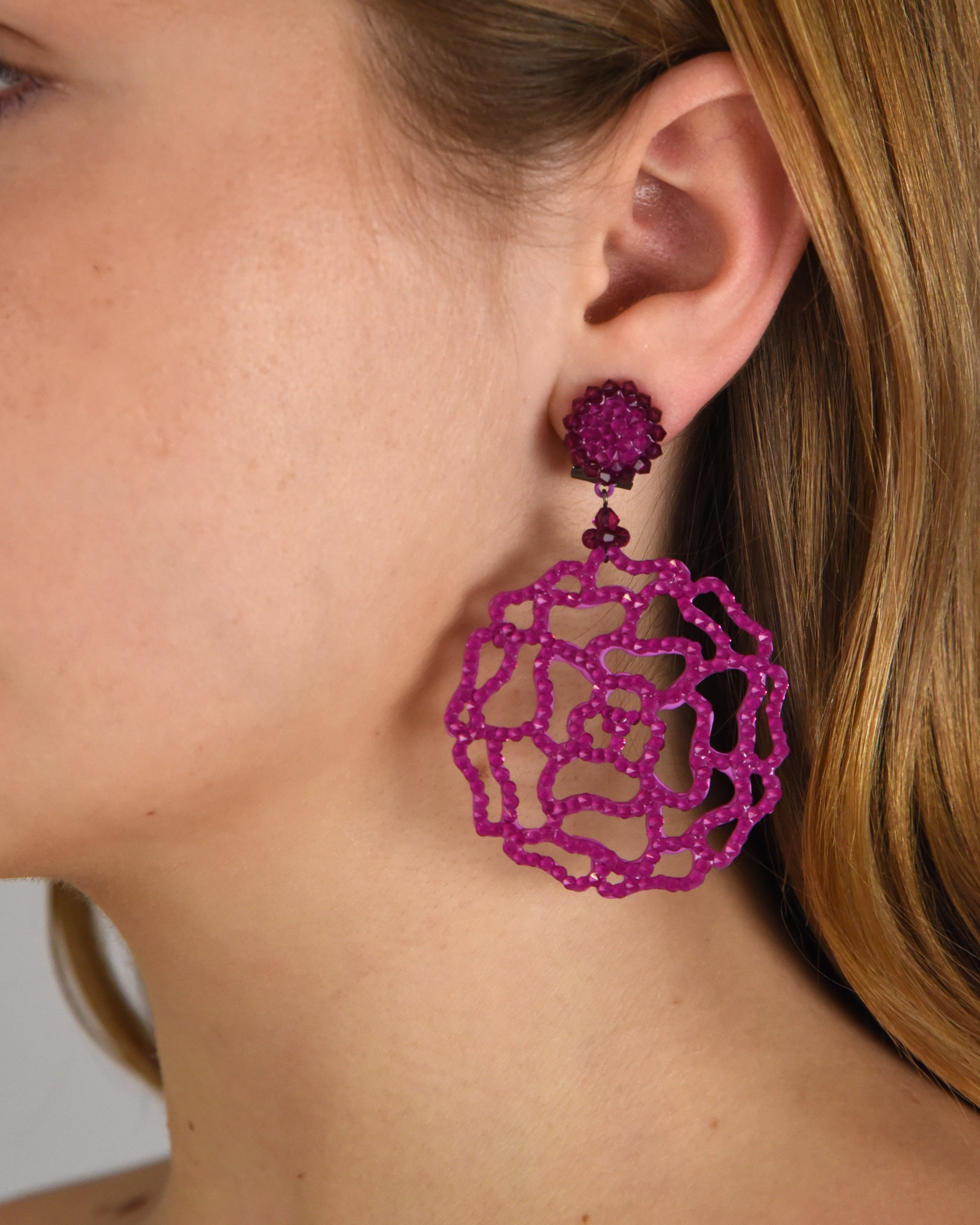 Dahlia Swarovski raspberry pendant