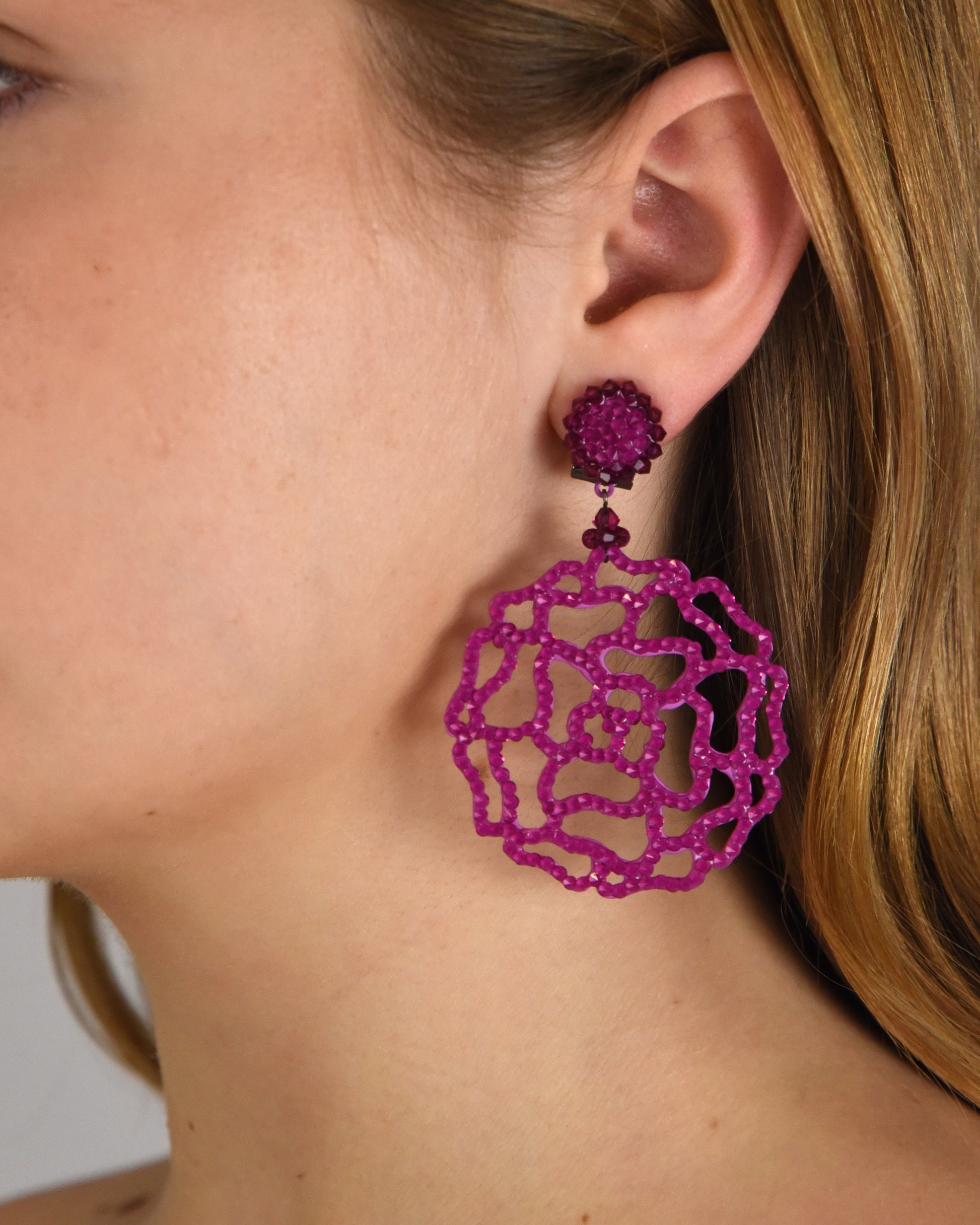 Dahlia Swarovski raspberry pendant