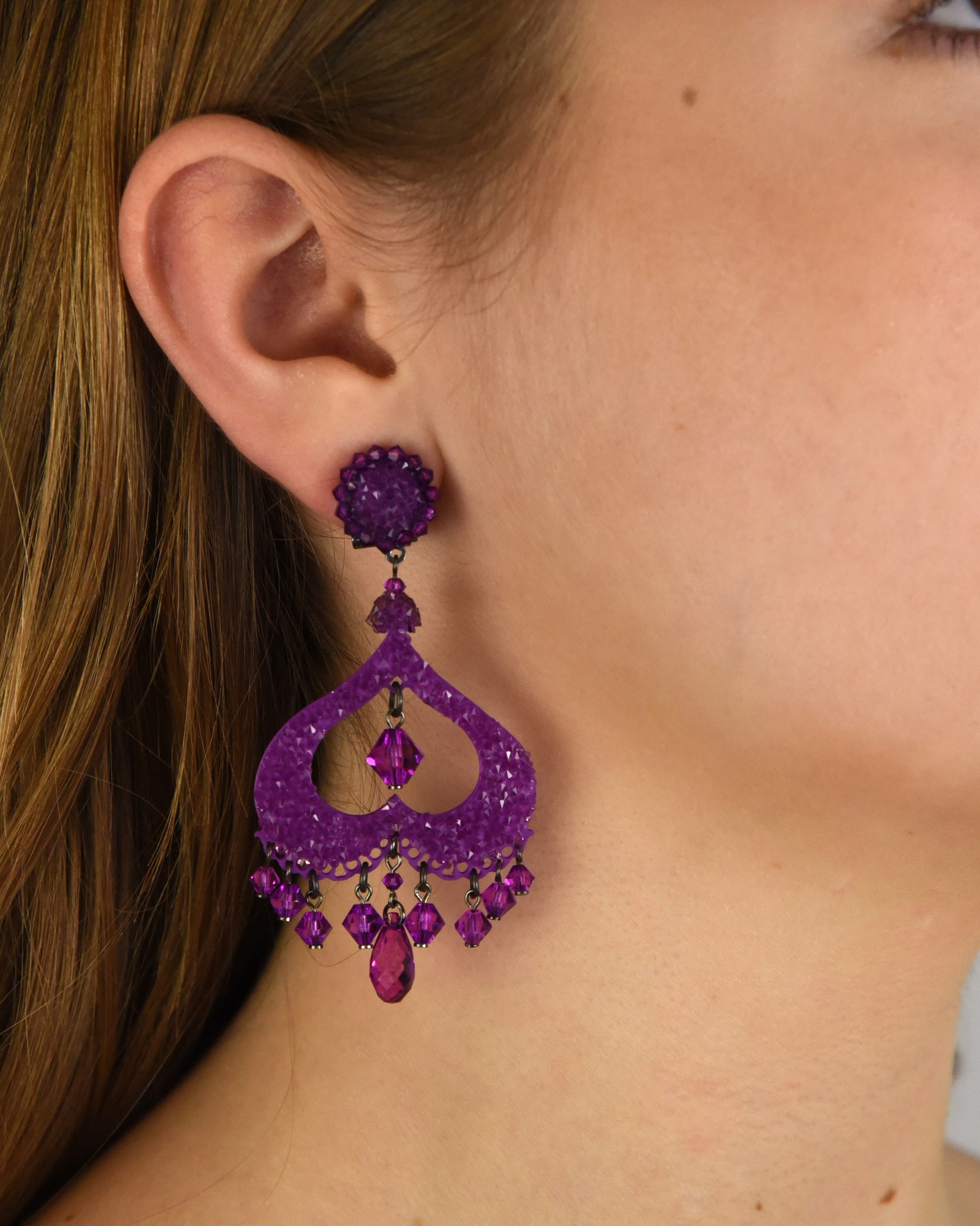 Purple Swarovski Spades pendant