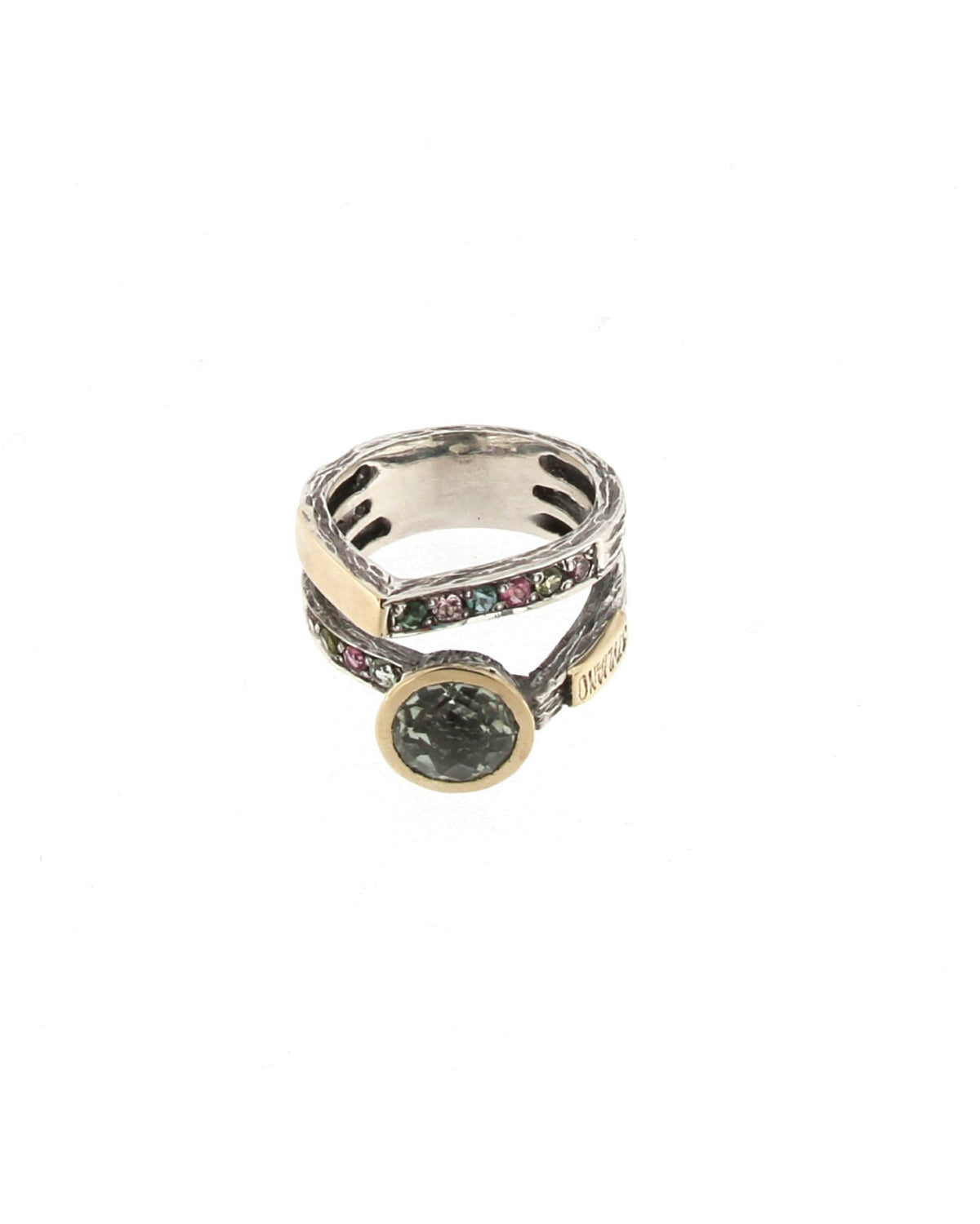 Anillo doble plata y amatista verde