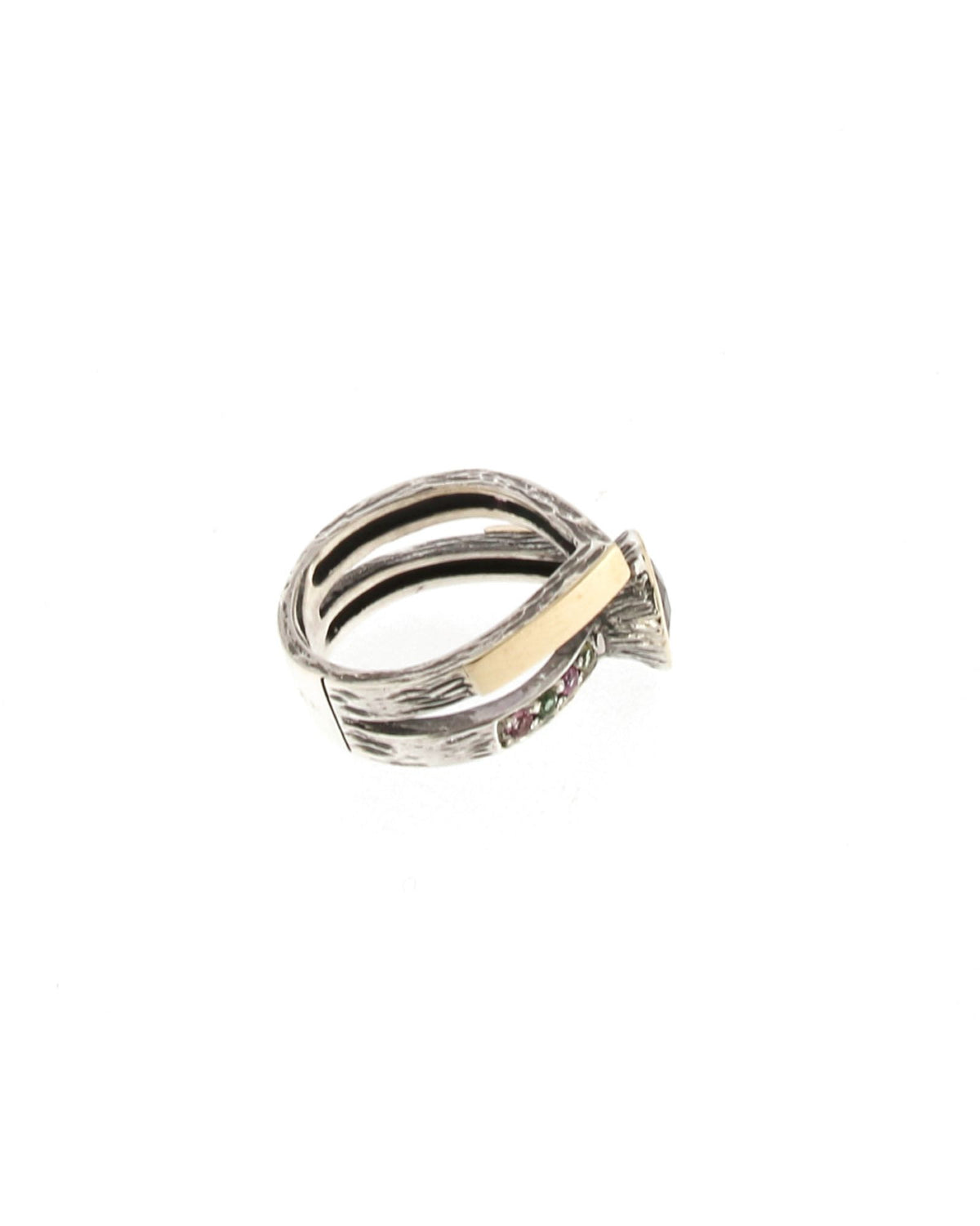 Anillo doble plata y amatista verde