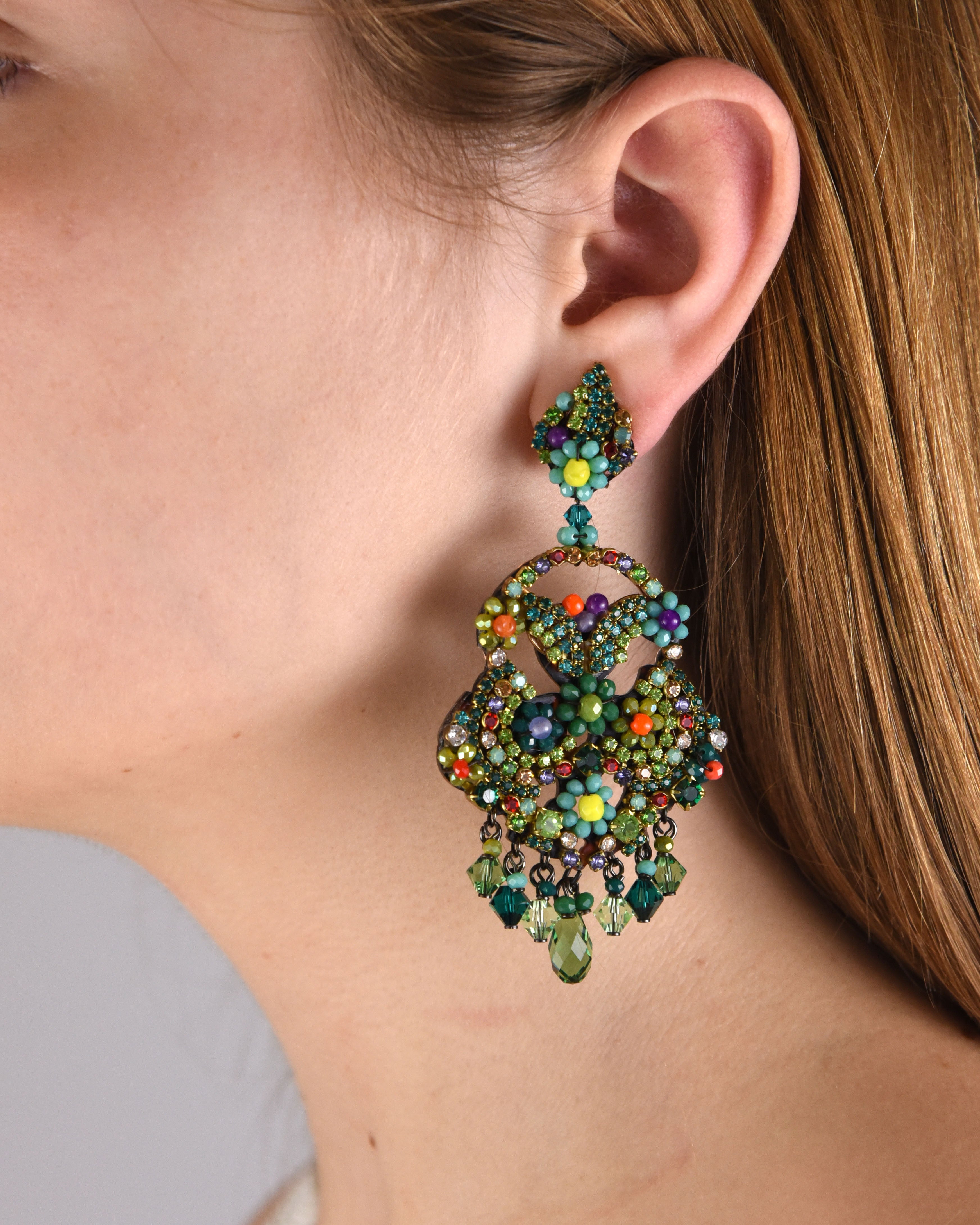 Dublos earrings with green Swarovski
