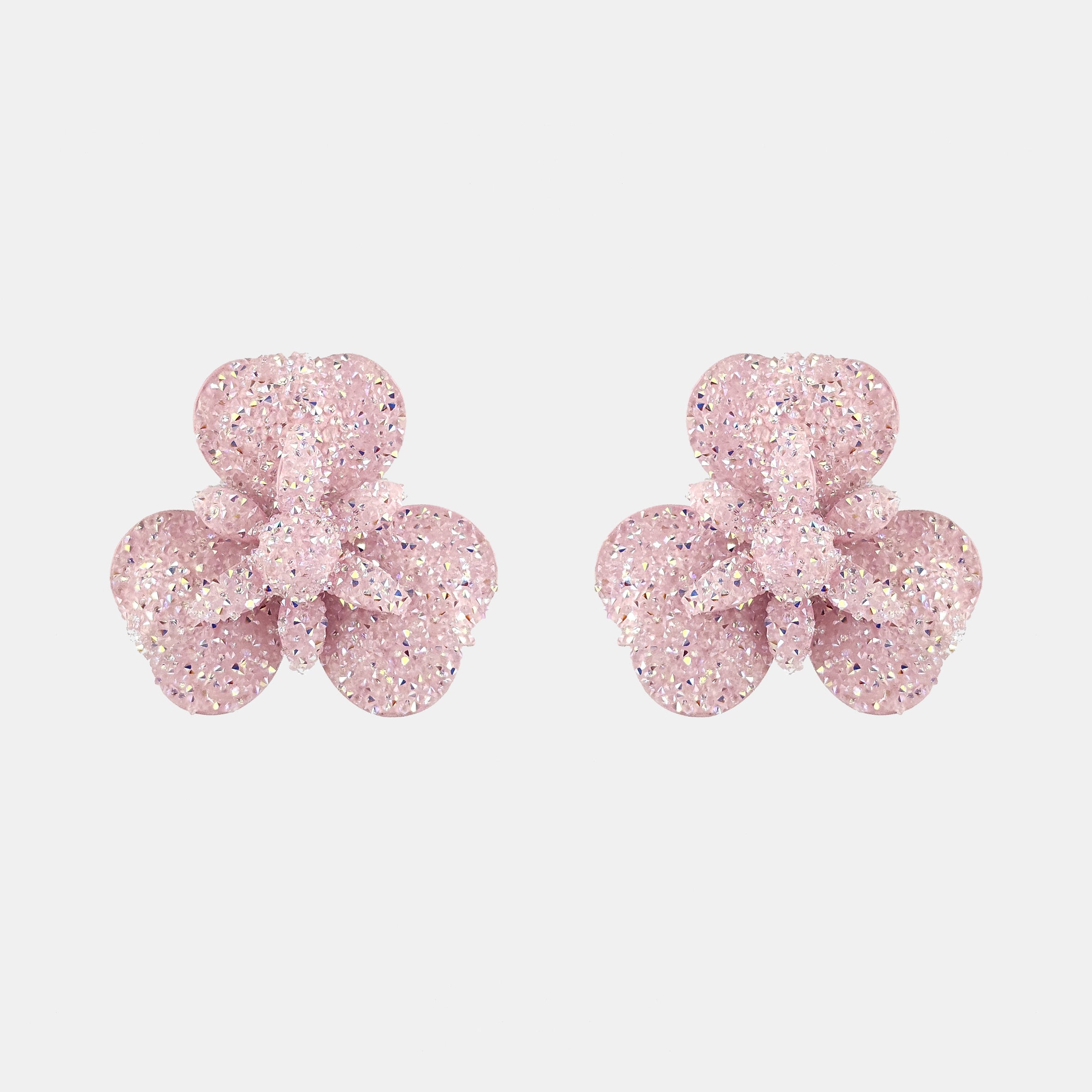 Pendientes Trébol swarovski rosa suave