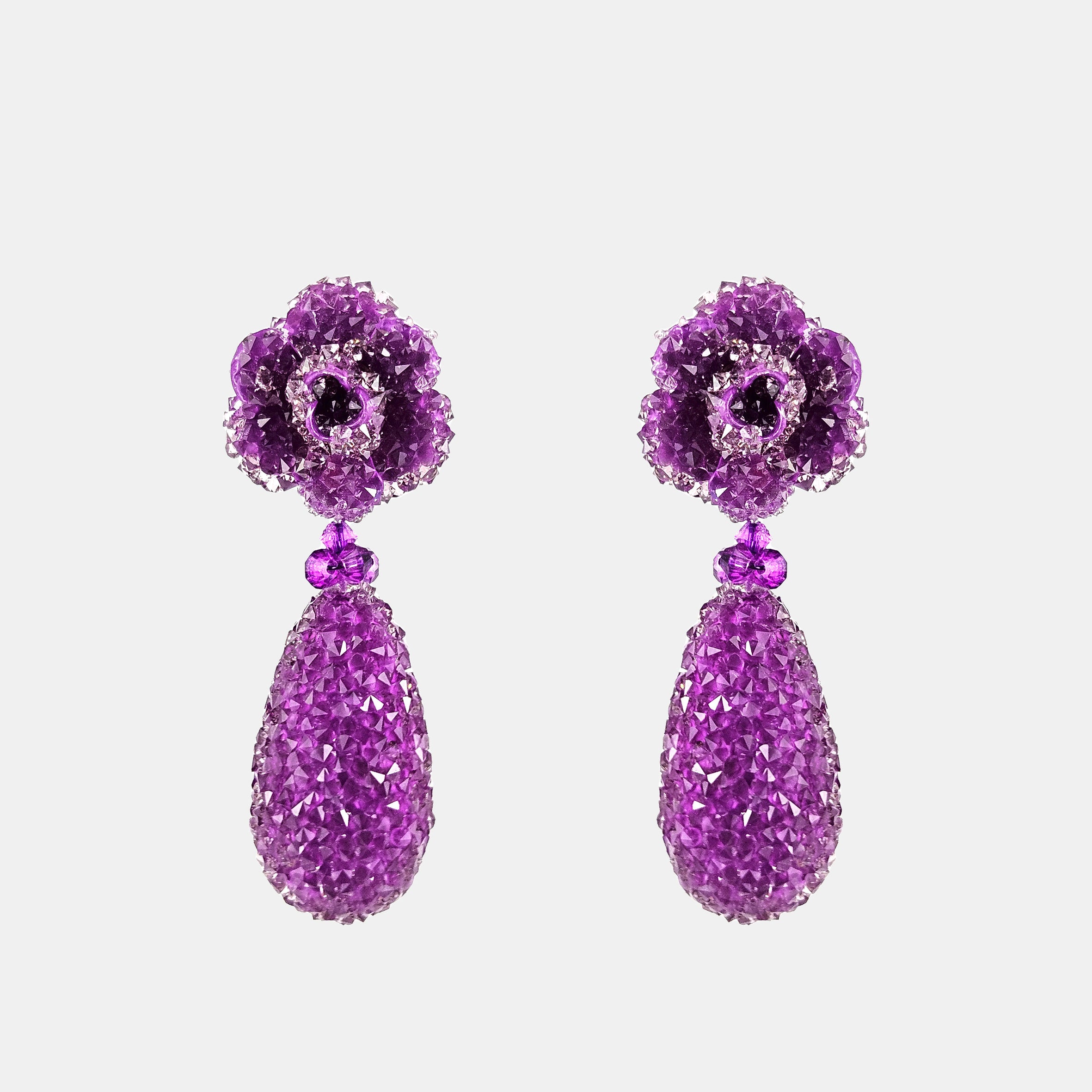 Pendientes lágrima swarovski morado