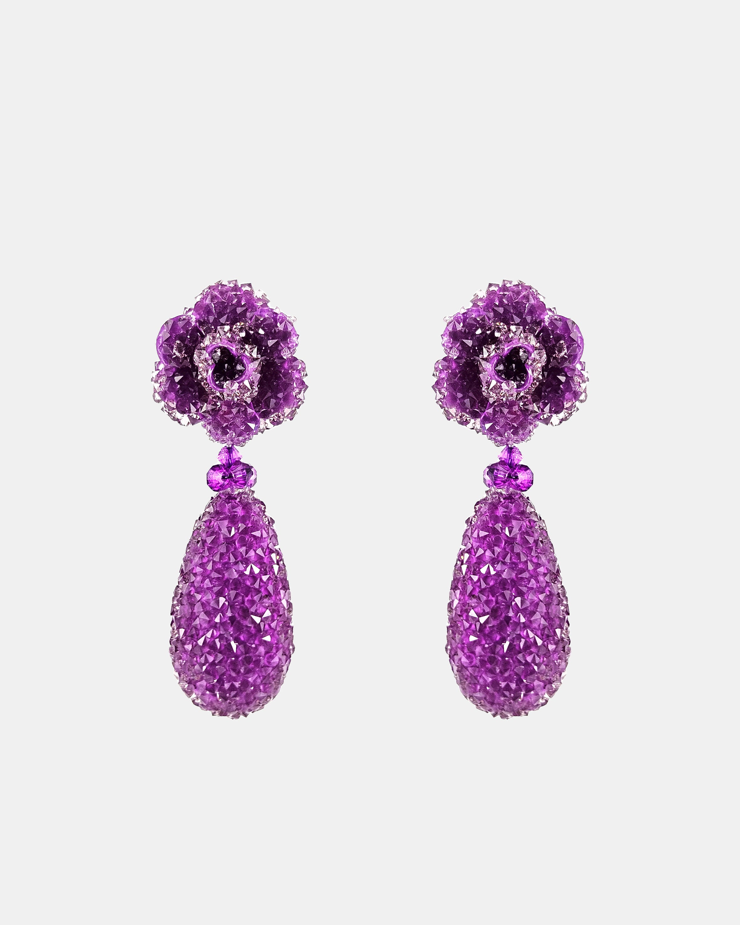 Pendientes lágrima swarovski morado