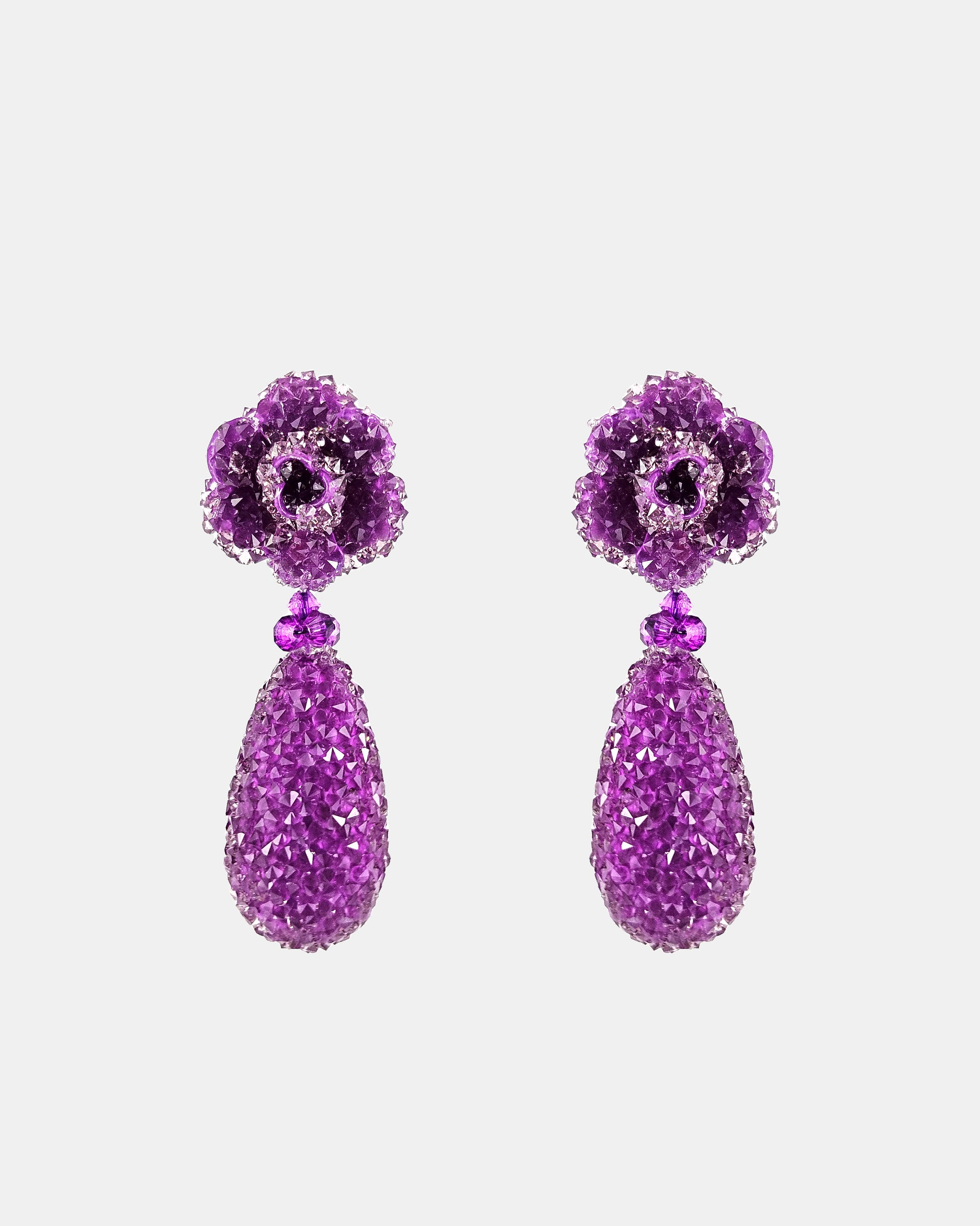 Pendientes lágrima swarovski morado