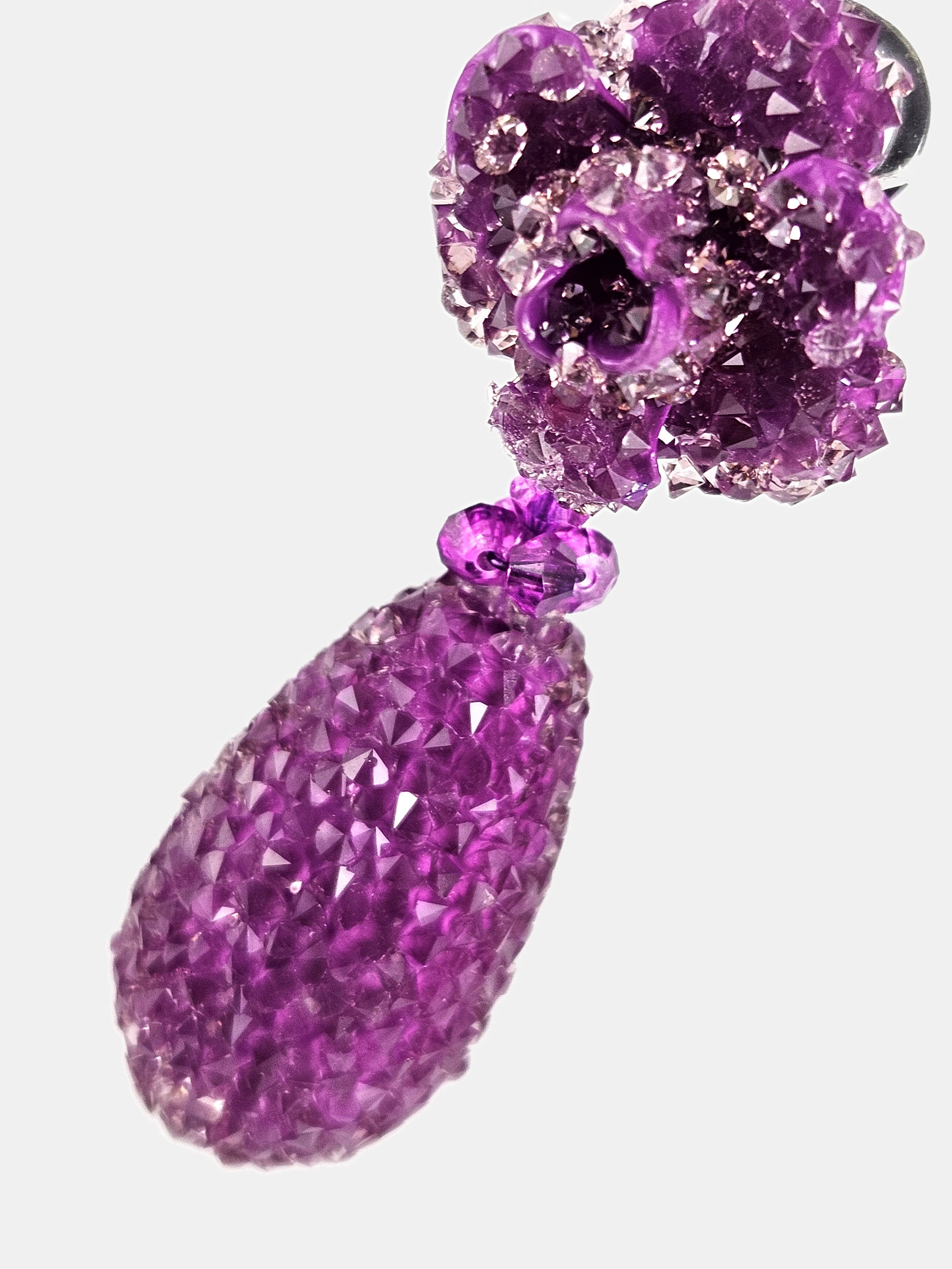 Pendientes lágrima swarovski morado