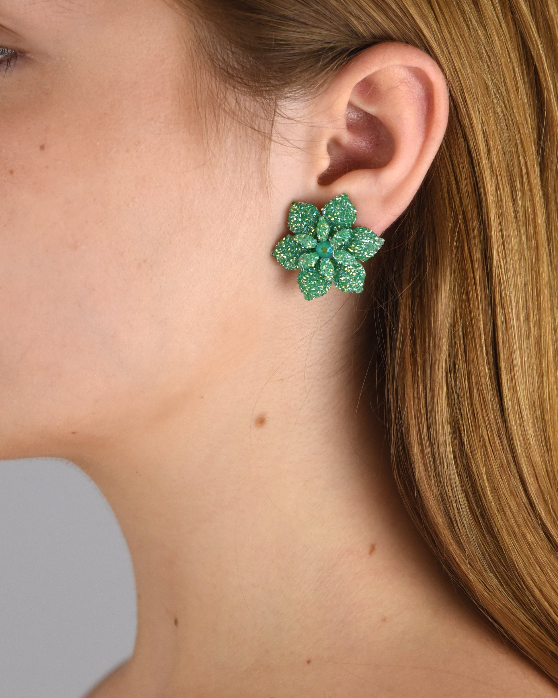 Pendientes flor swarovski hierba