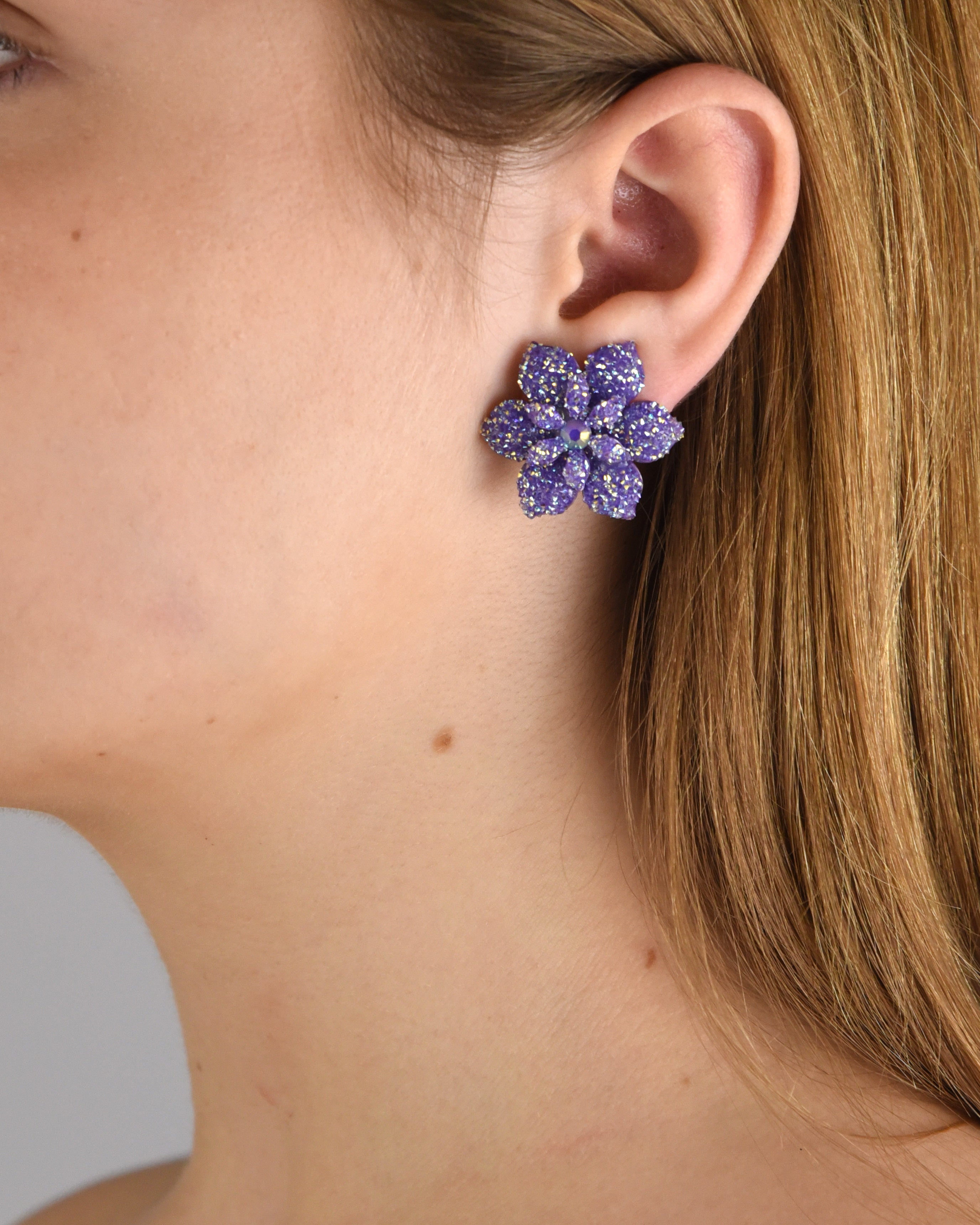 Pendientes flor swarovski lilac