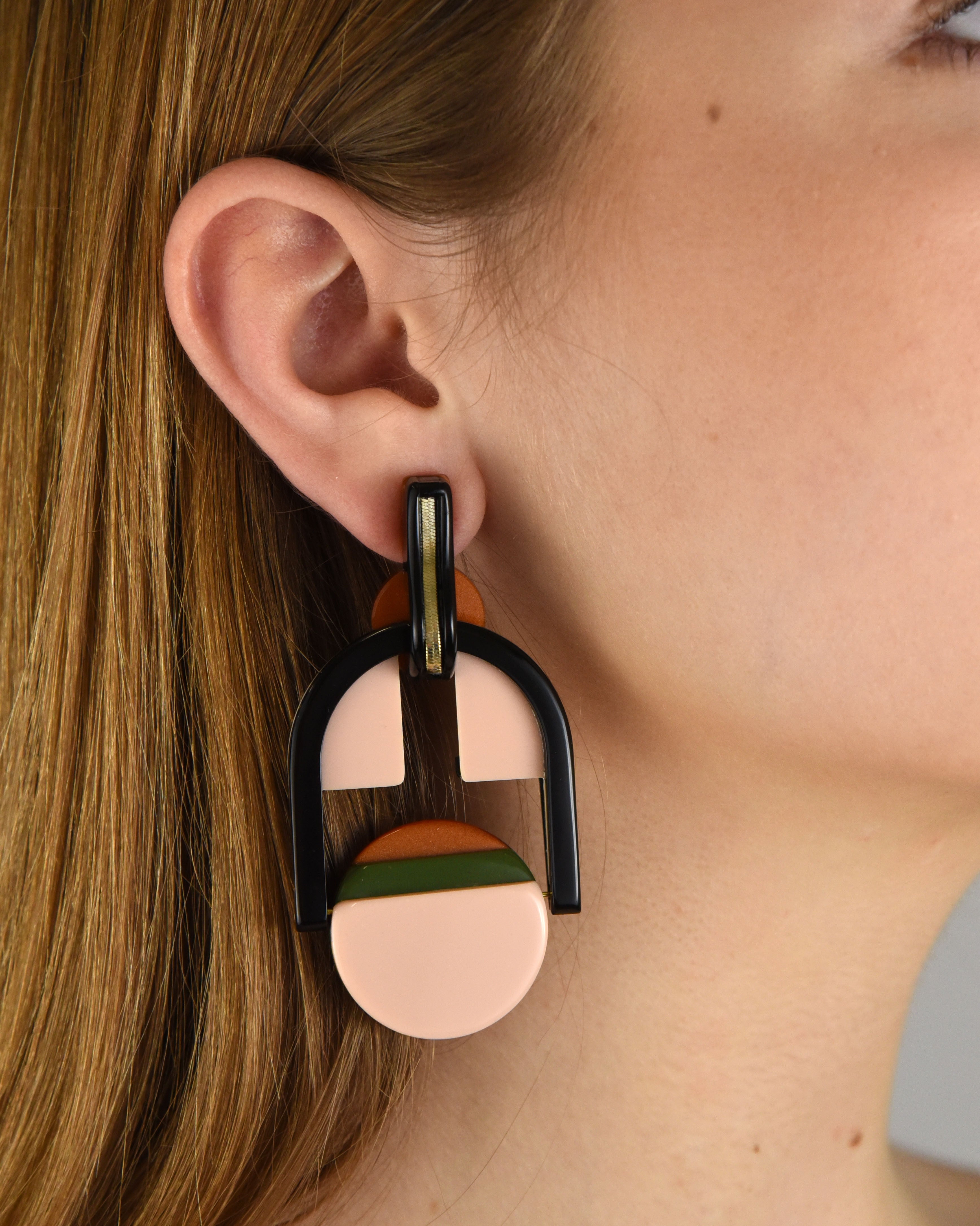 Pink Bauhaus earring