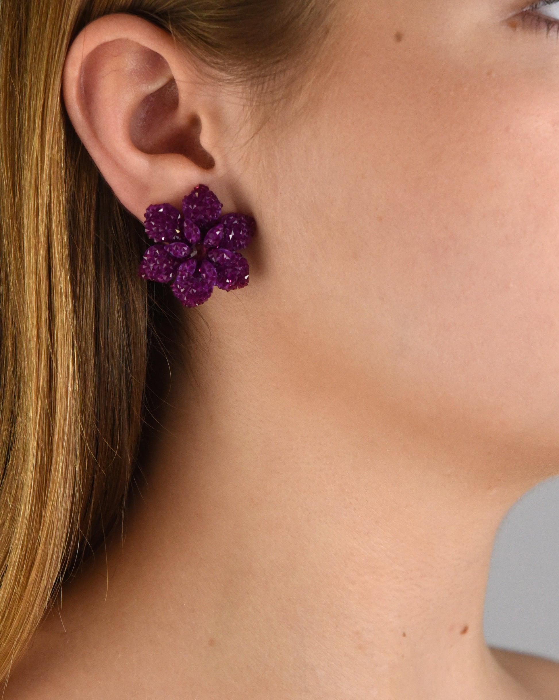 Swarovski bougainvillea flower earrings 