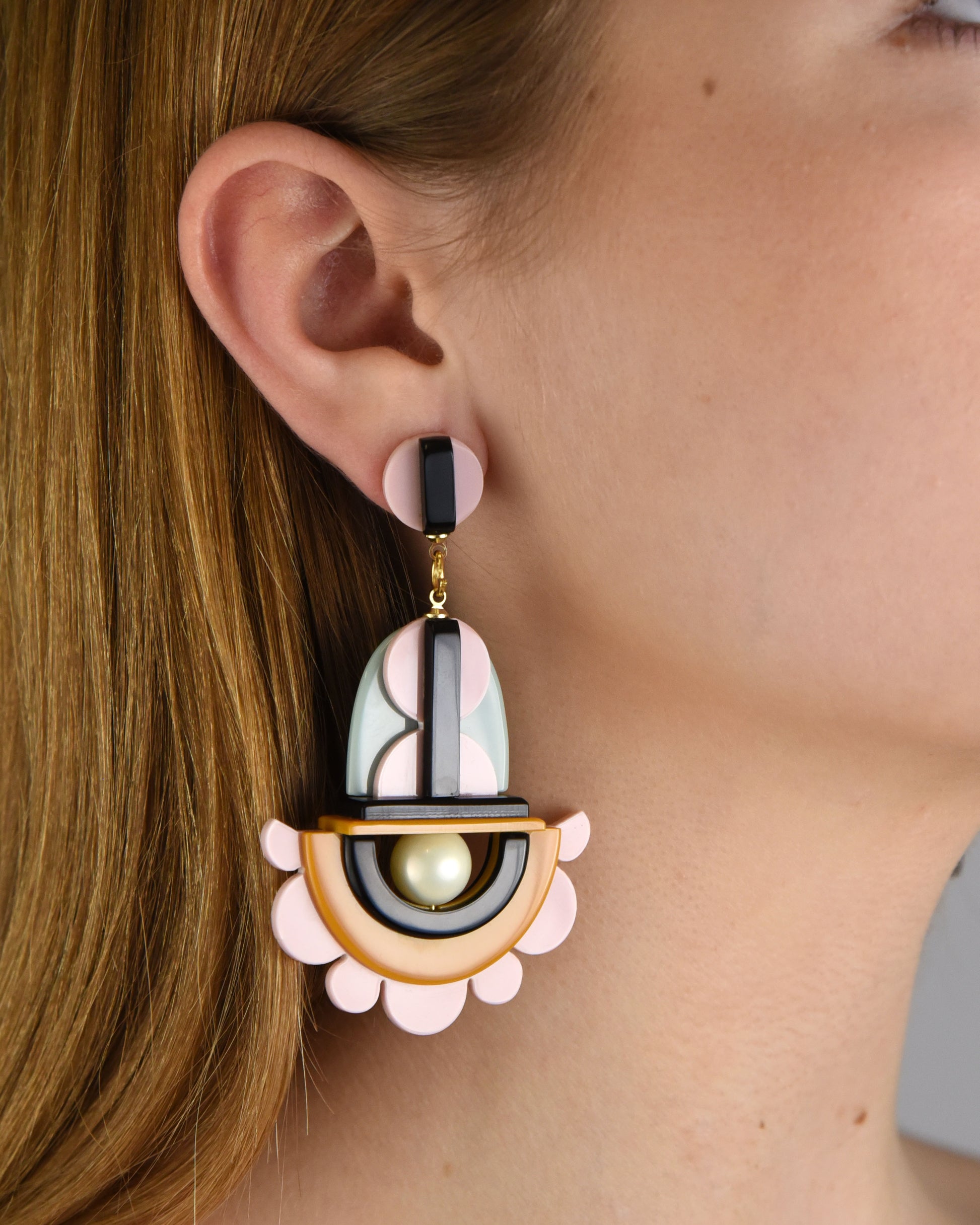 Pendiente Blonda rosa y amarillo